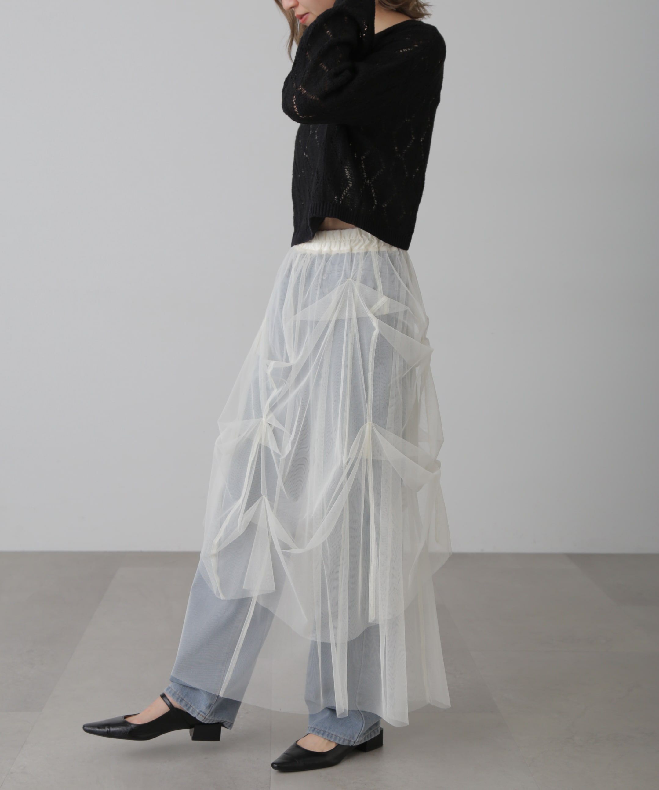  「ダイヤ柄透かし編みニット」|ニット・セーター|