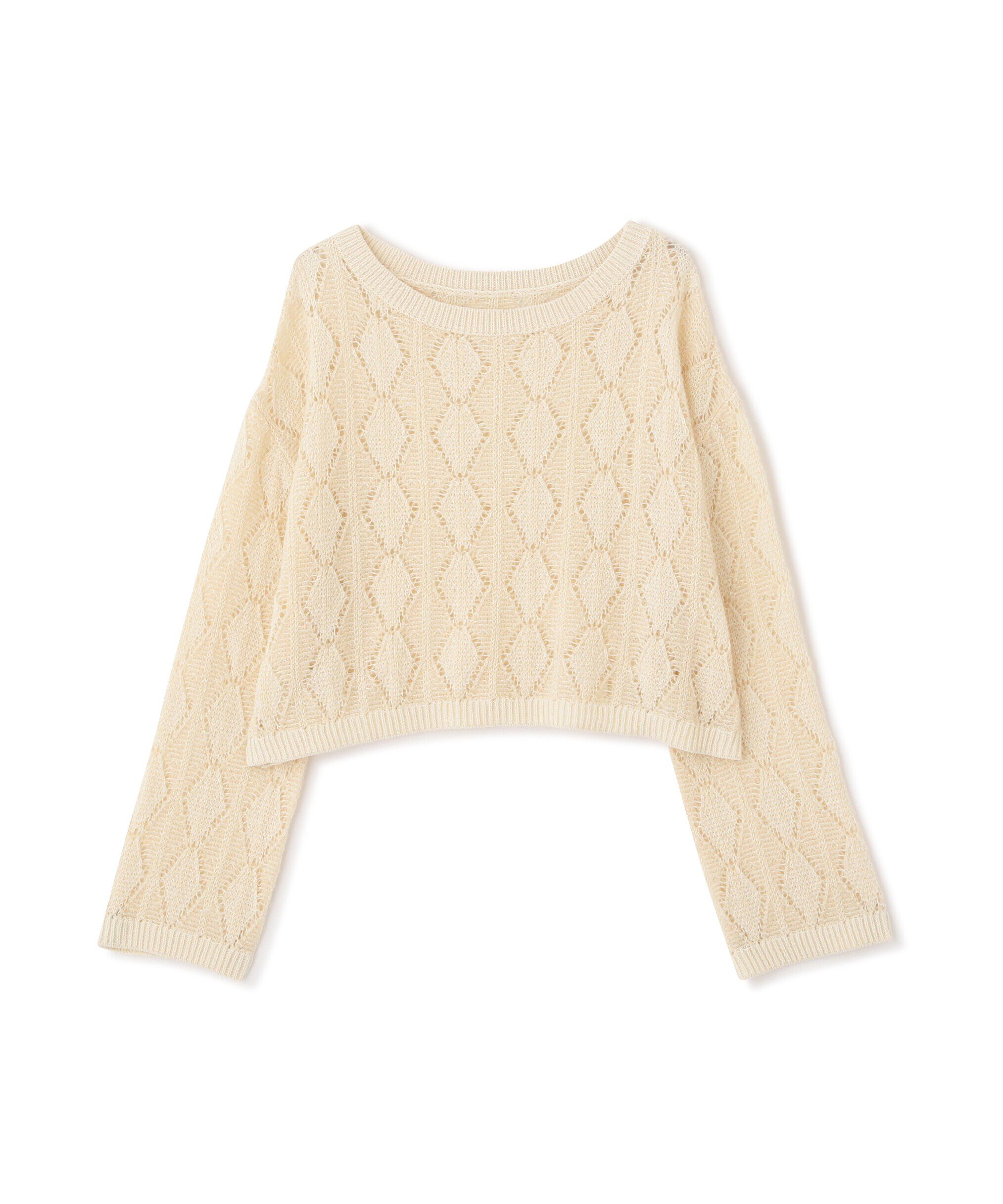  「ダイヤ柄透かし編みニット」|ニット・セーター|