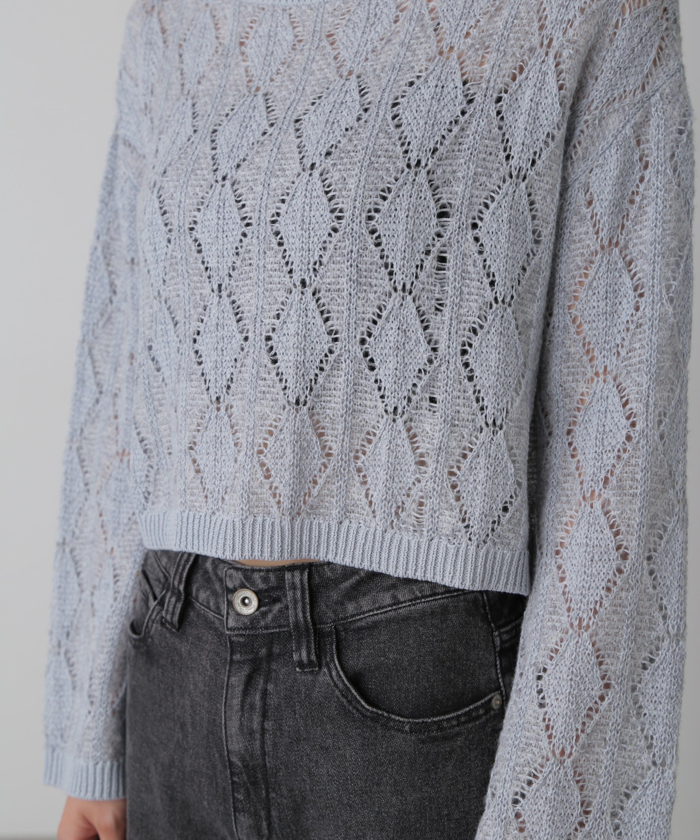  「ダイヤ柄透かし編みニット」|ニット・セーター|
