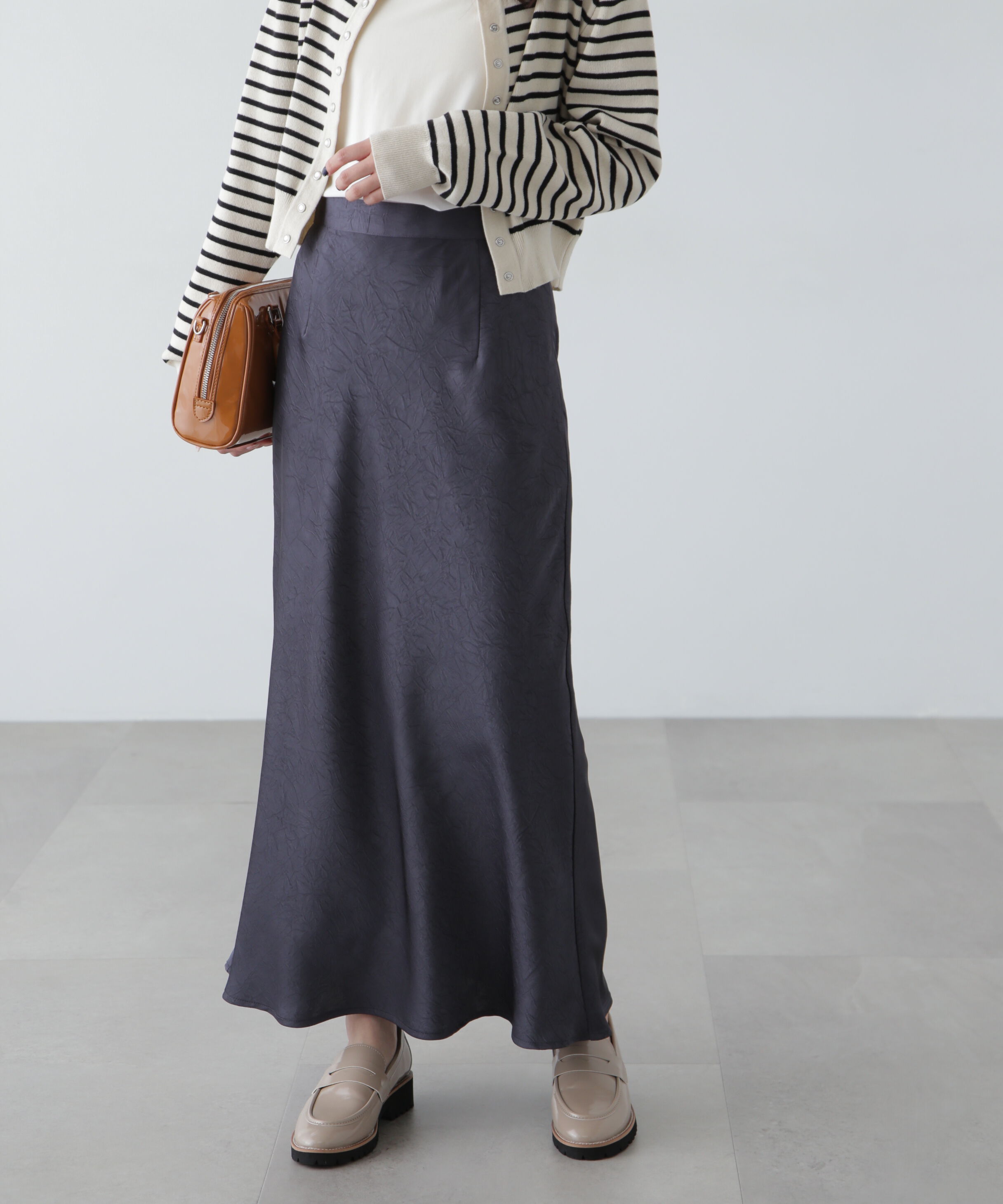  「ワッシャーサテンナロースカート」|スカート|