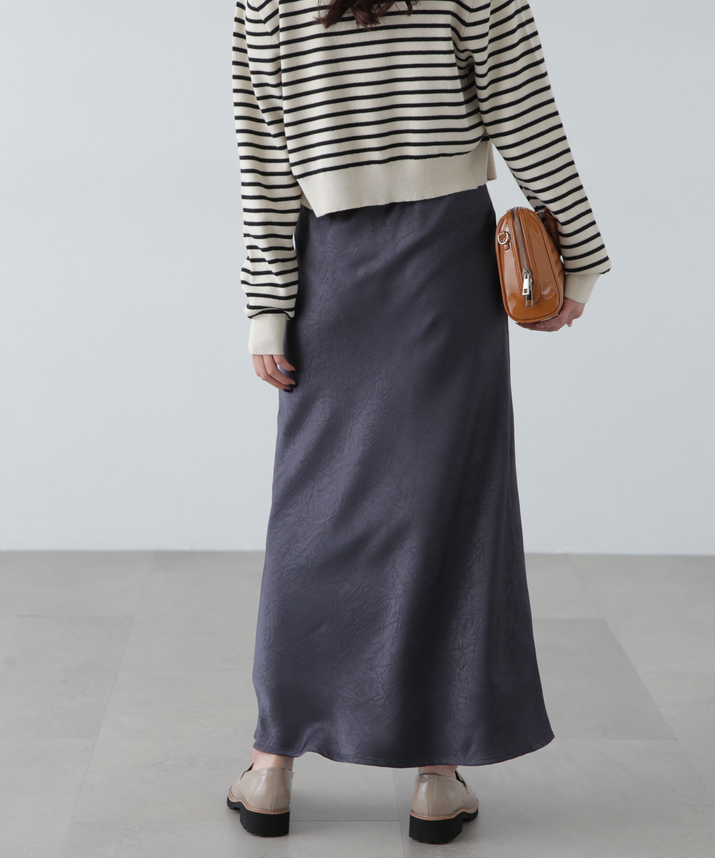  「ワッシャーサテンナロースカート」|スカート|