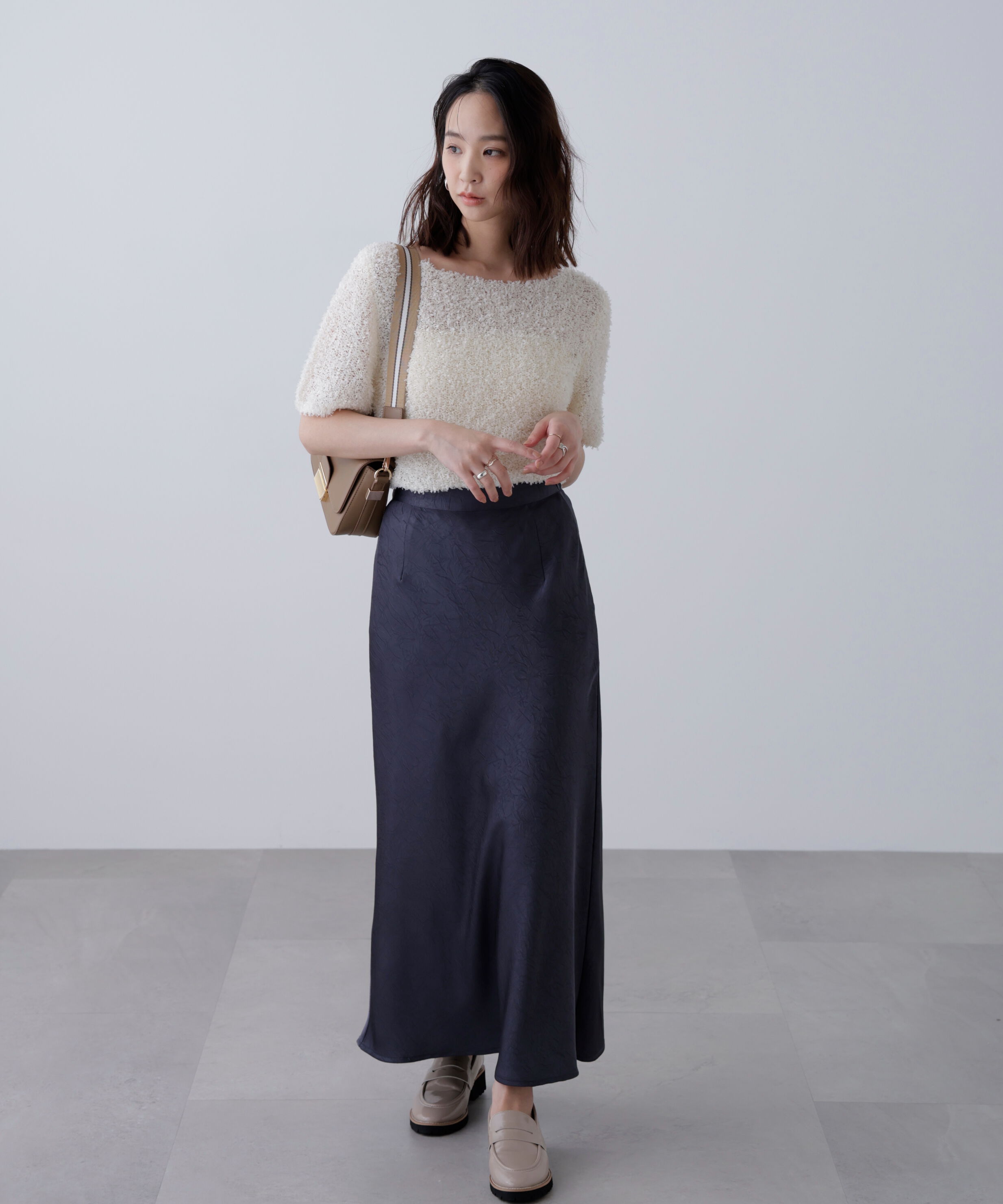  「ワッシャーサテンナロースカート」|スカート|