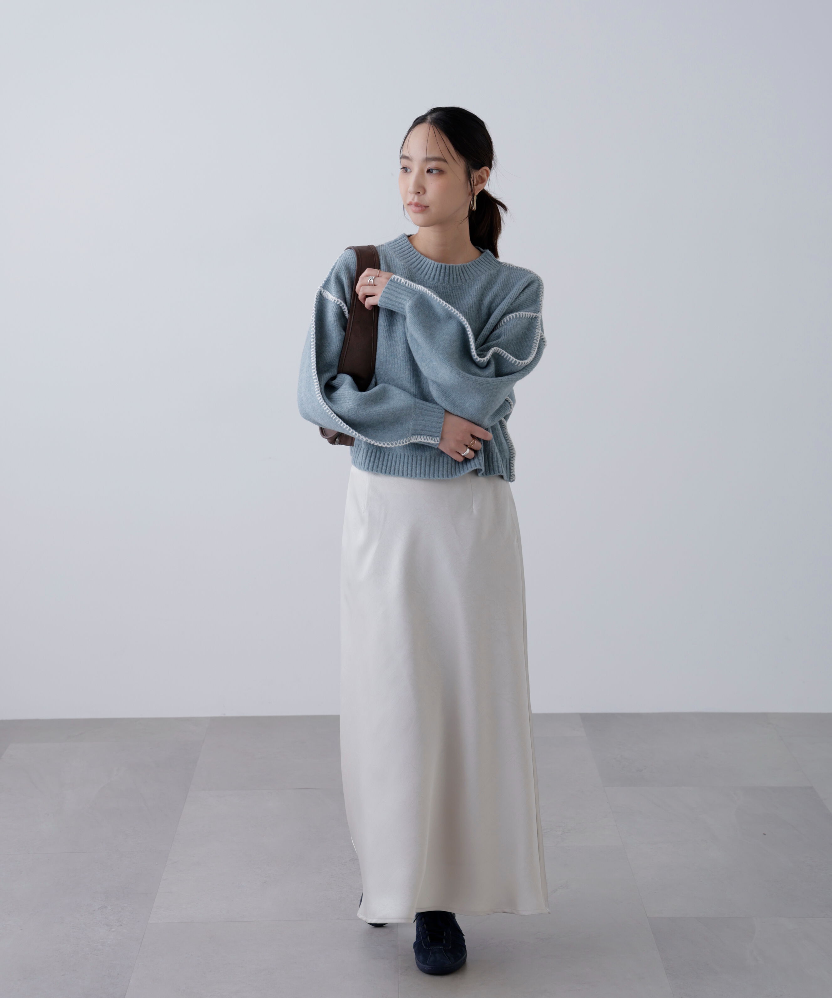  「ワッシャーサテンナロースカート」|スカート|