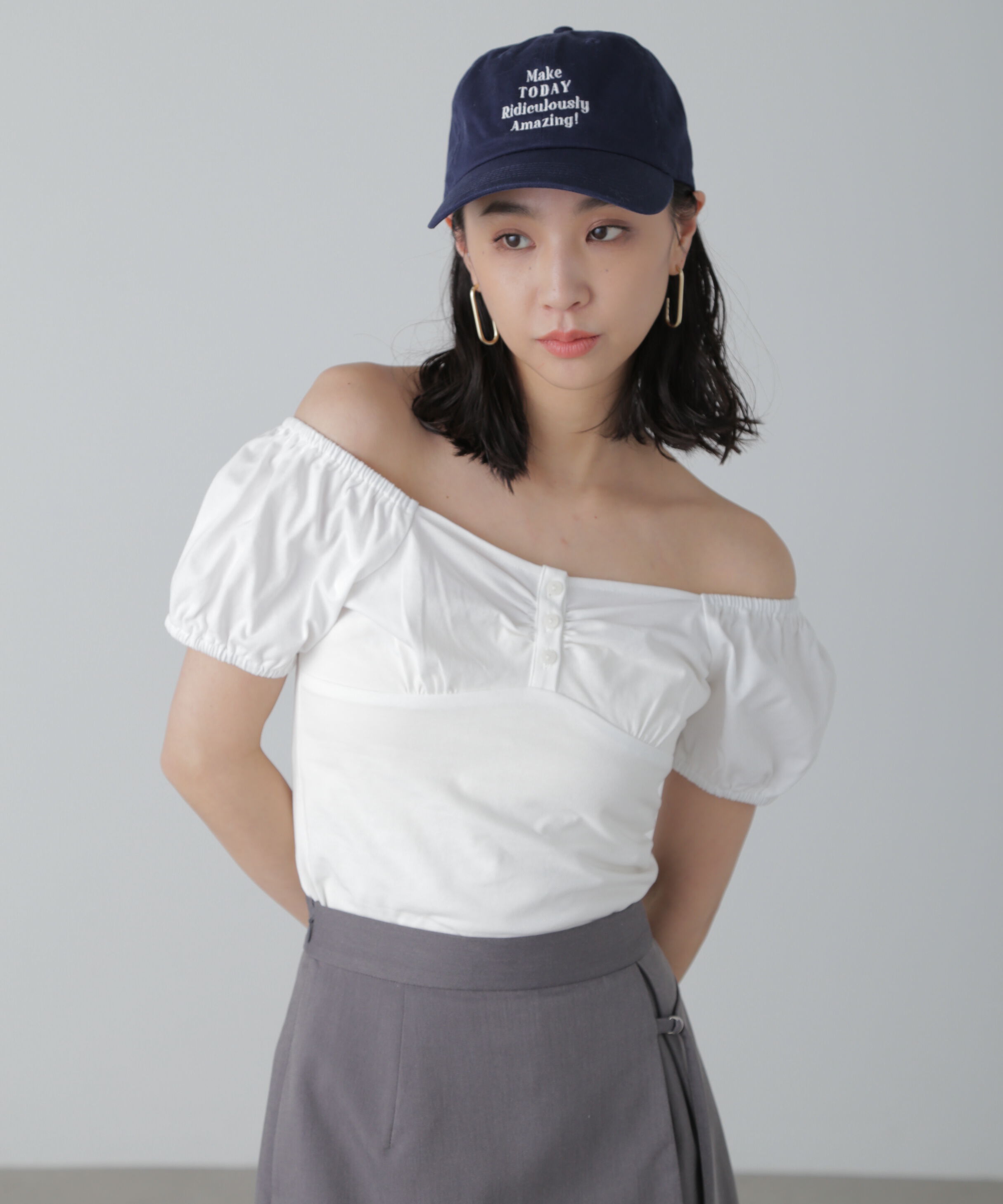  「オフショルギャザーカットソー」|Tシャツ・カットソー|