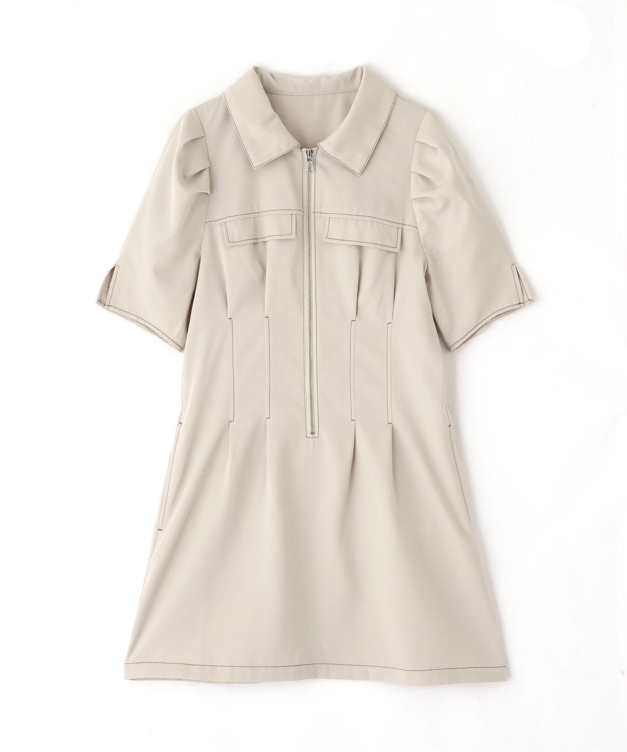  「配色ステッチジップミニワンピース」|ワンピース|