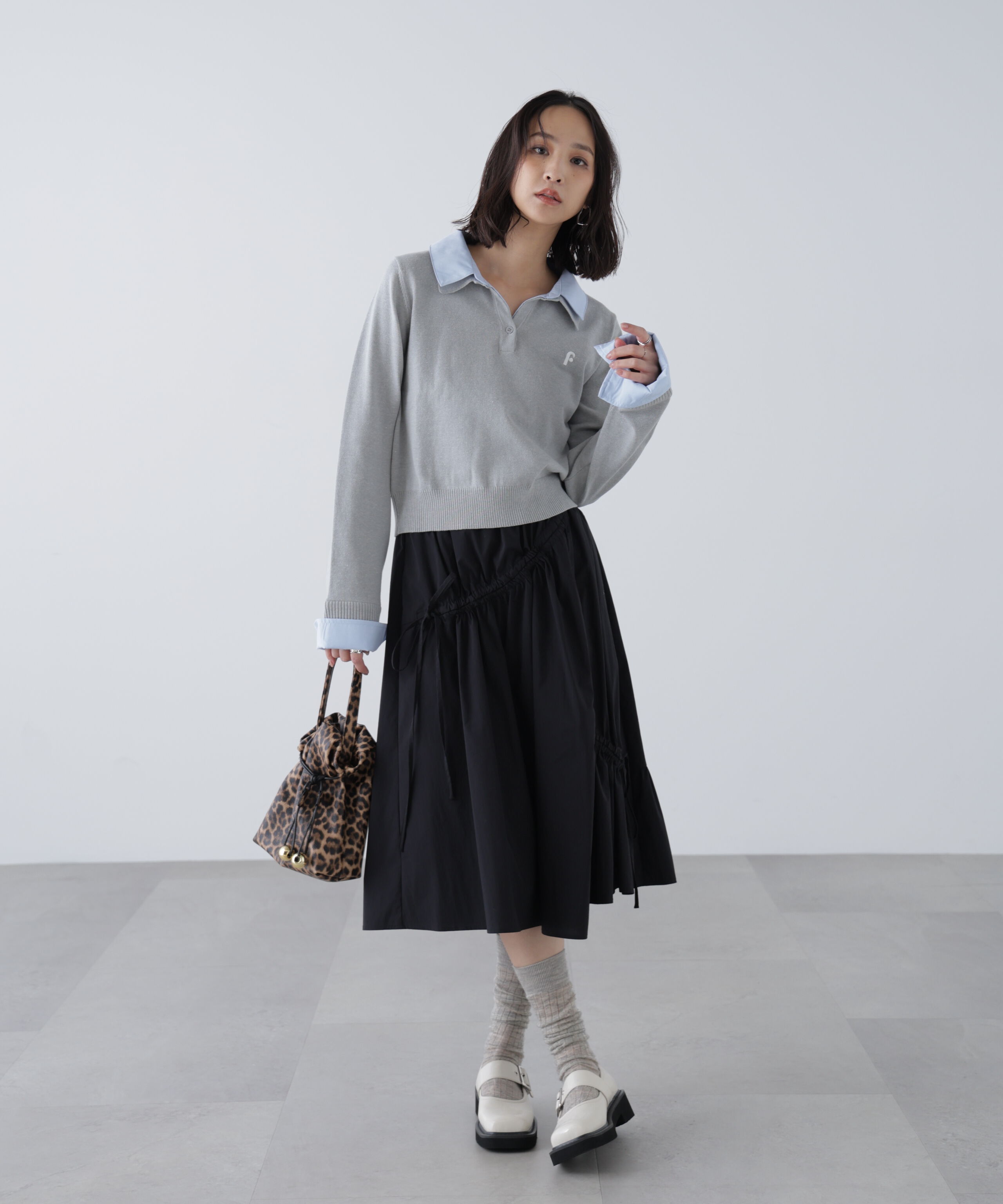  「アシメドロストリボンミディスカート」|スカート|