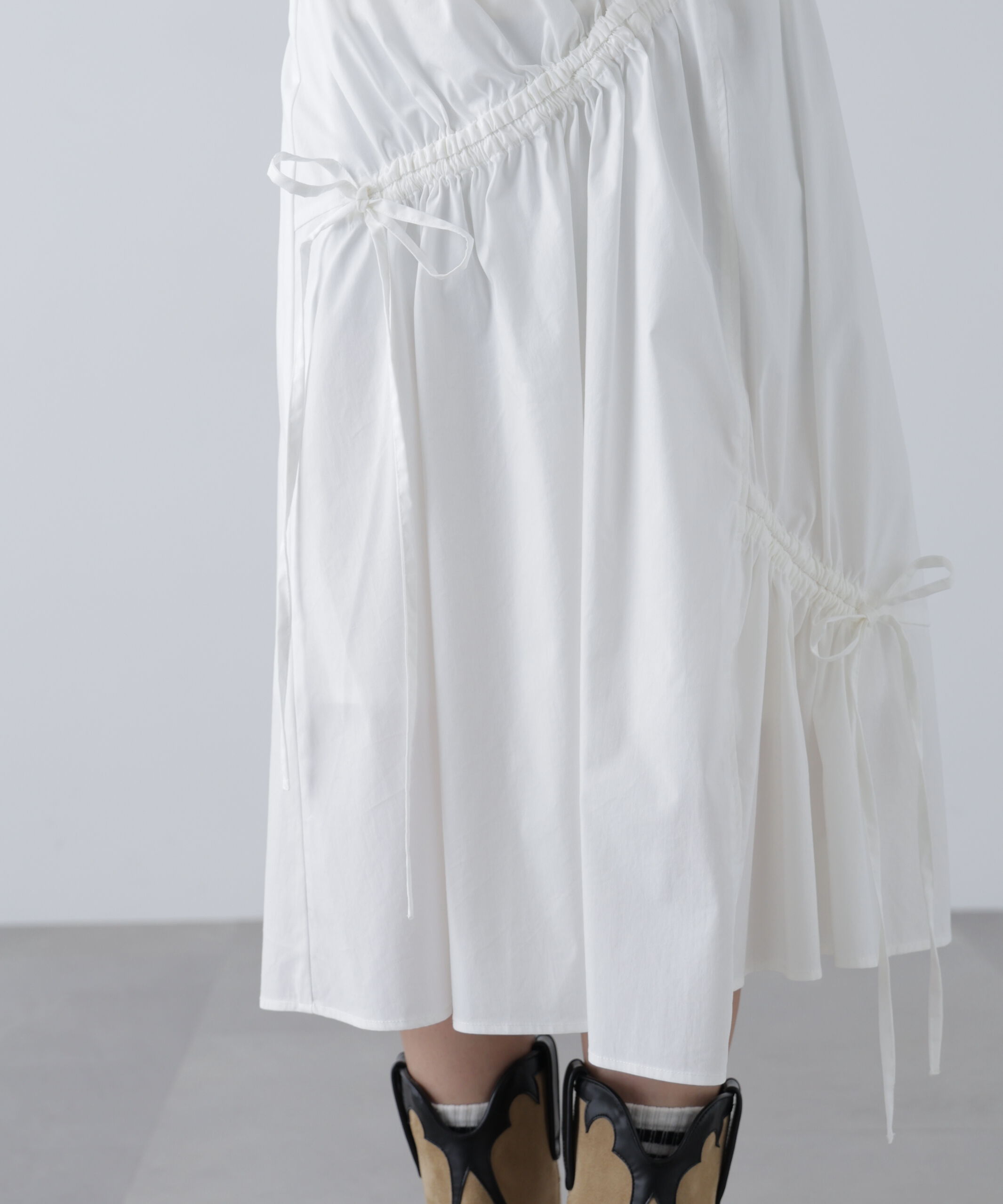  「アシメドロストリボンミディスカート」|スカート|