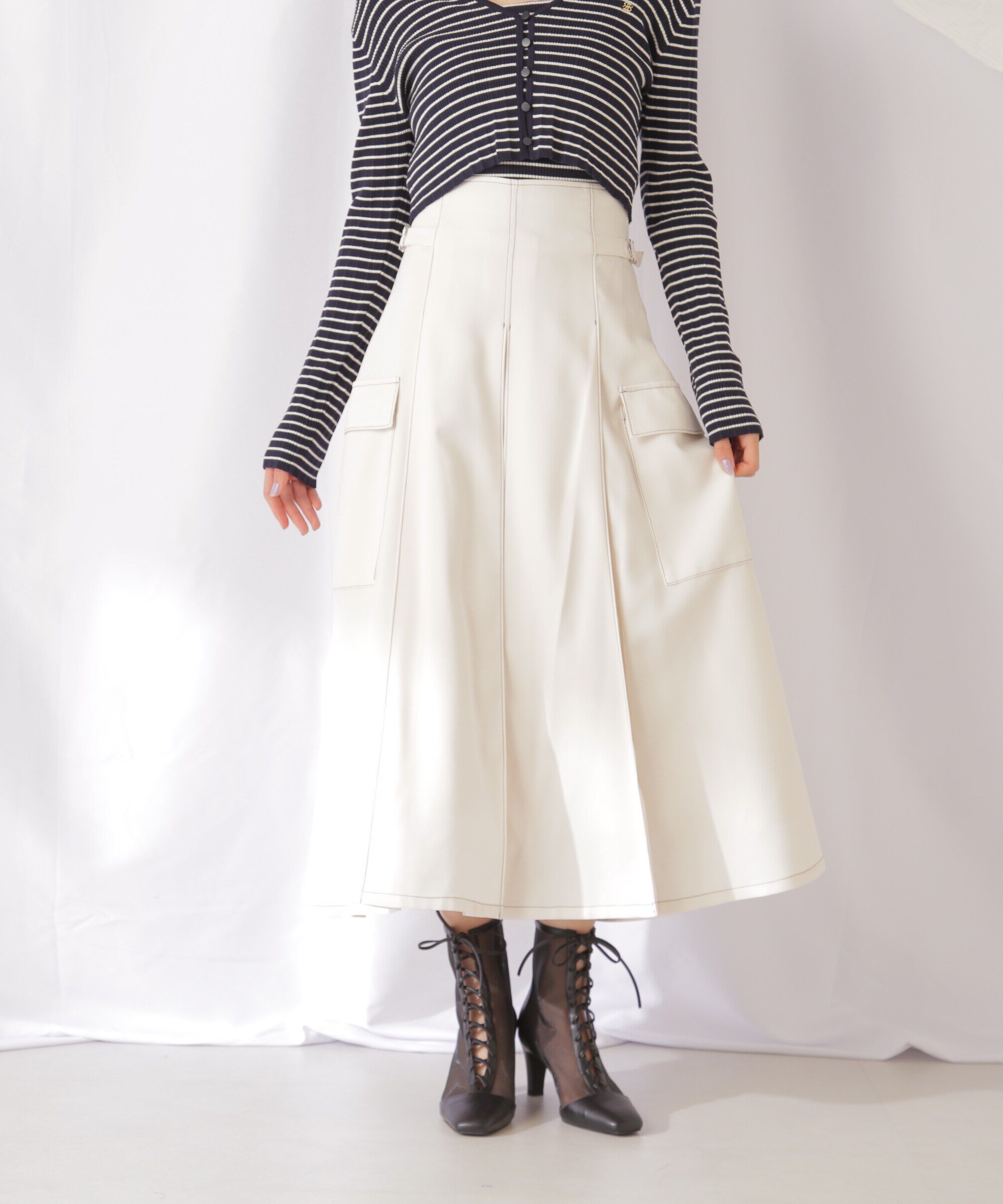  「◇ポケット付きタックプリーツスカート」|スカート|