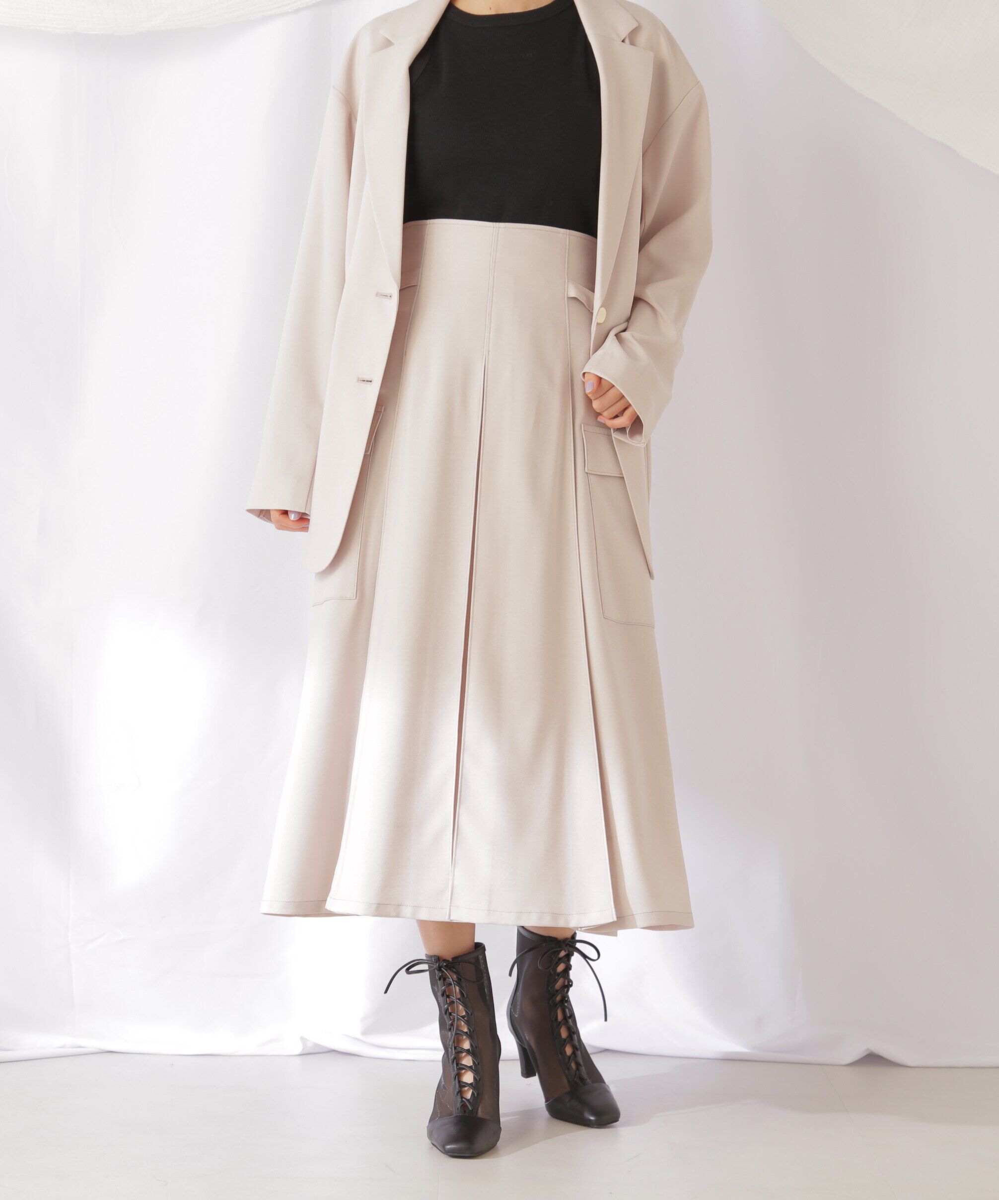  「◇ポケット付きタックプリーツスカート」|スカート|