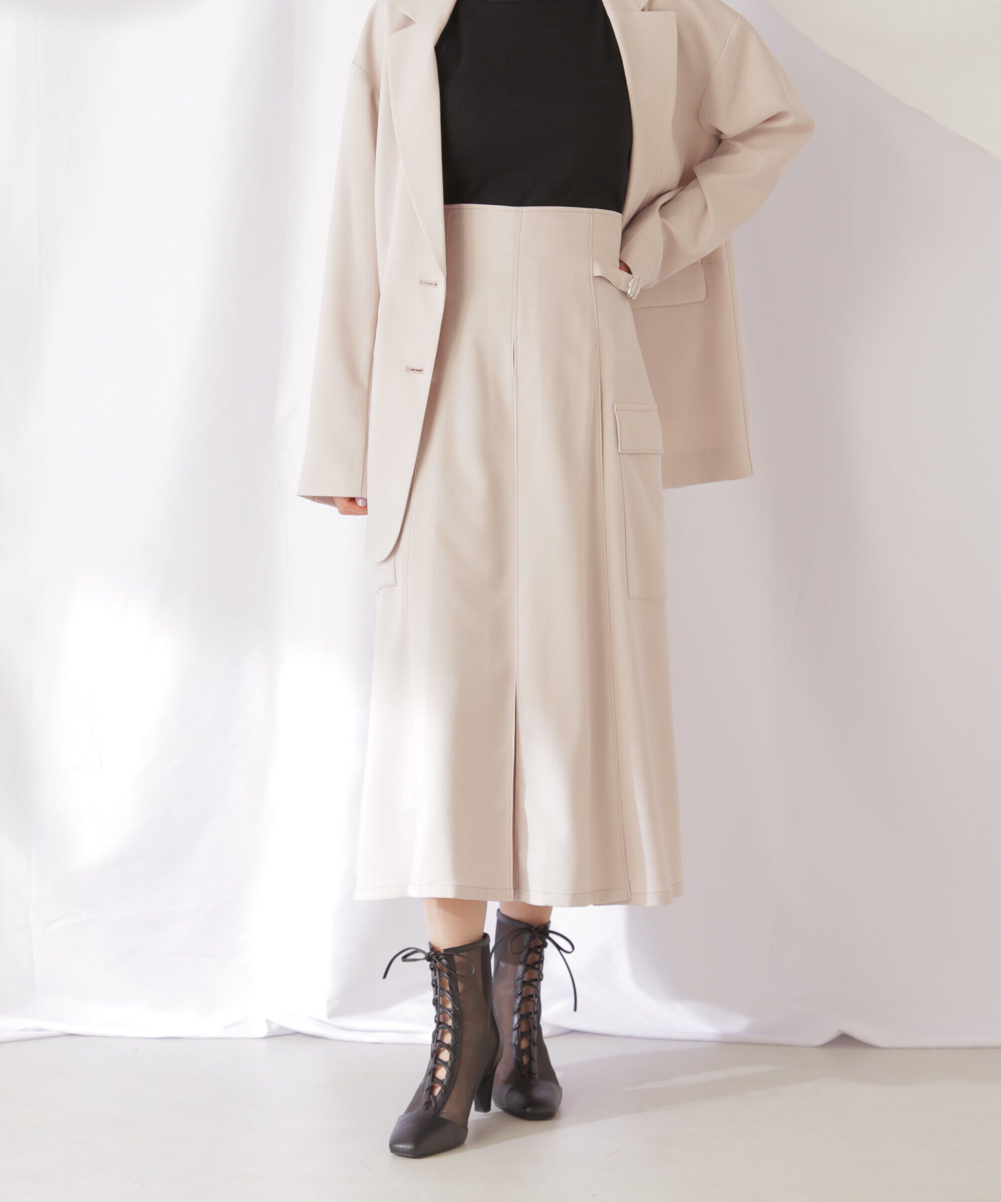  「◇ポケット付きタックプリーツスカート」|スカート|