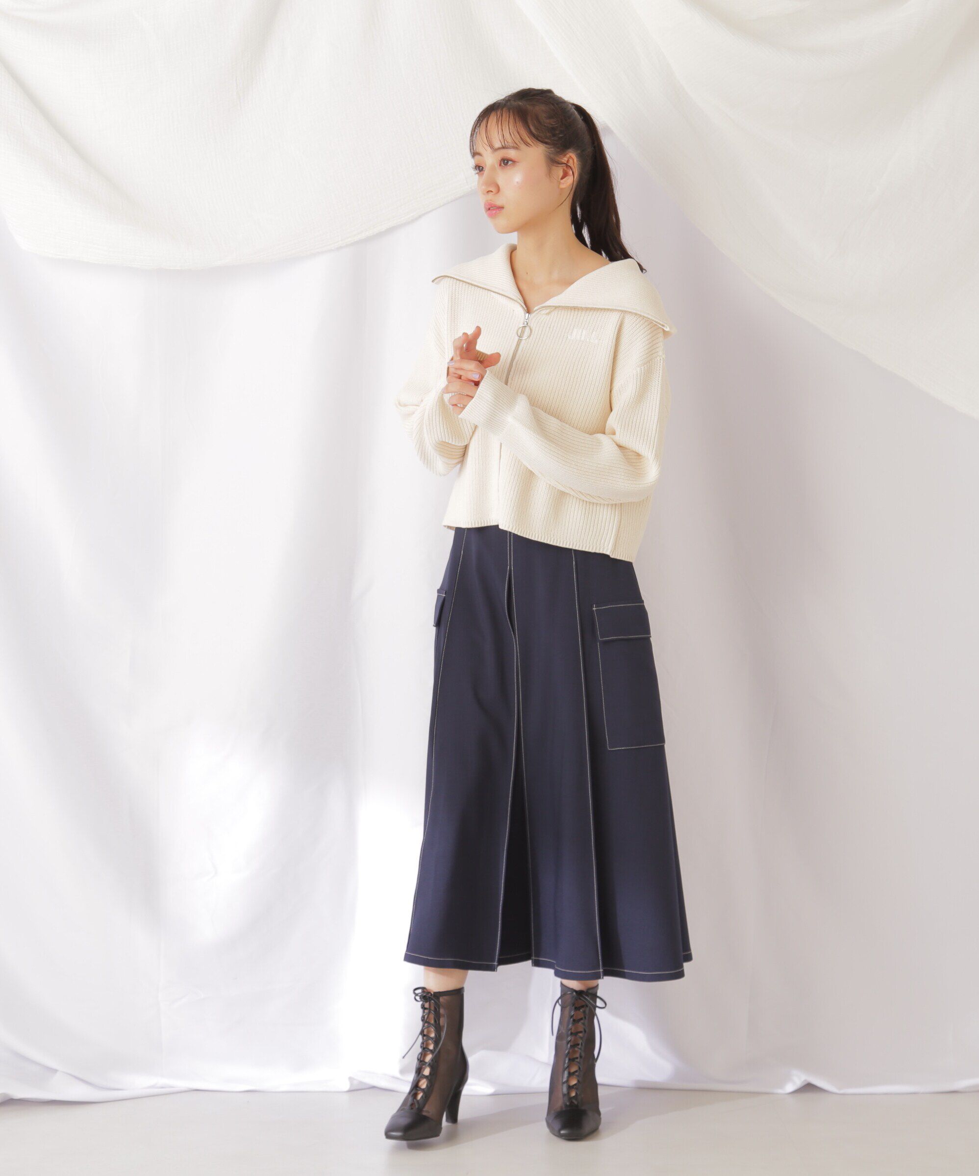  「◇ポケット付きタックプリーツスカート」|スカート|