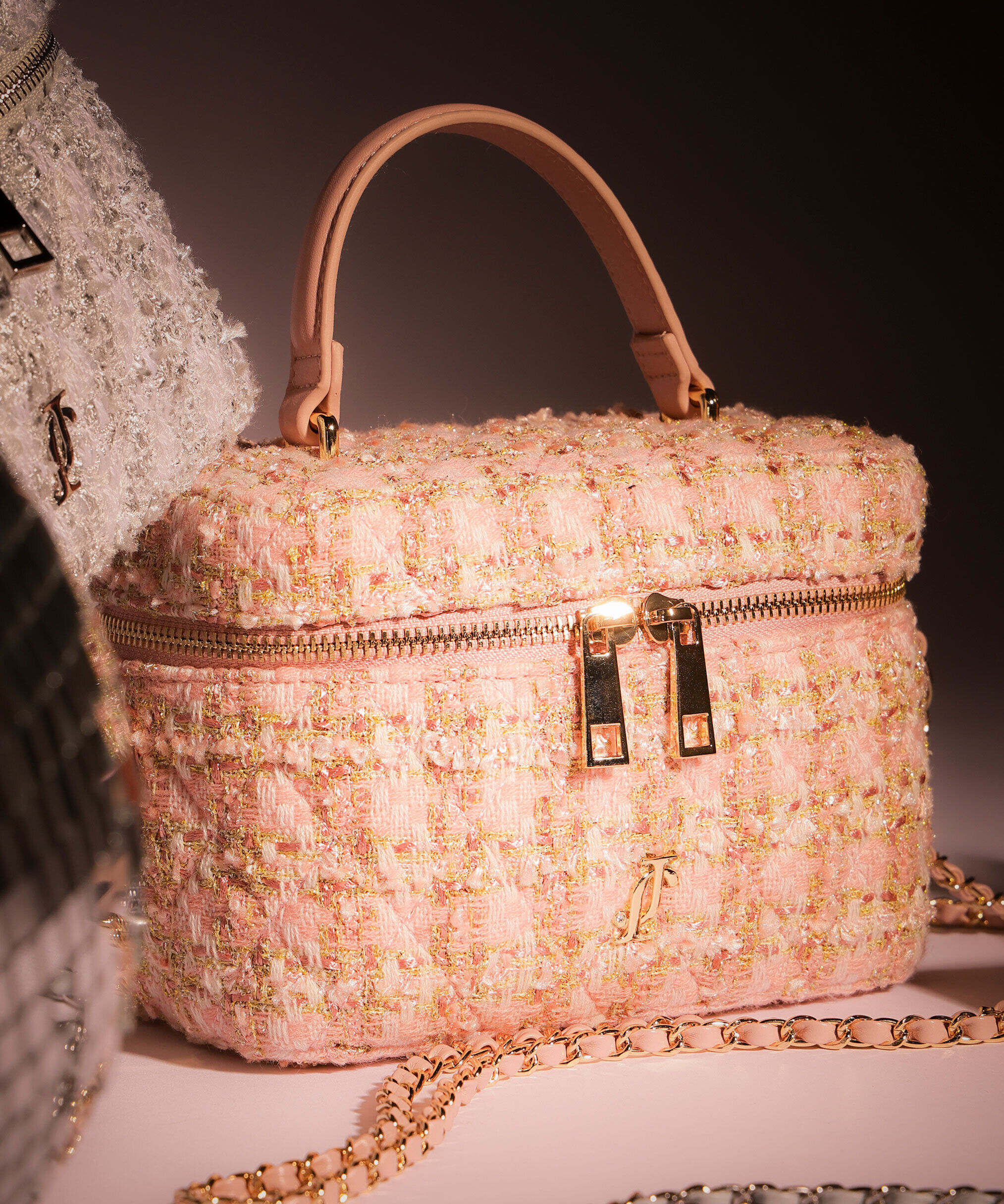  「ツイードキルティングバニティ」|その他|ピンク1