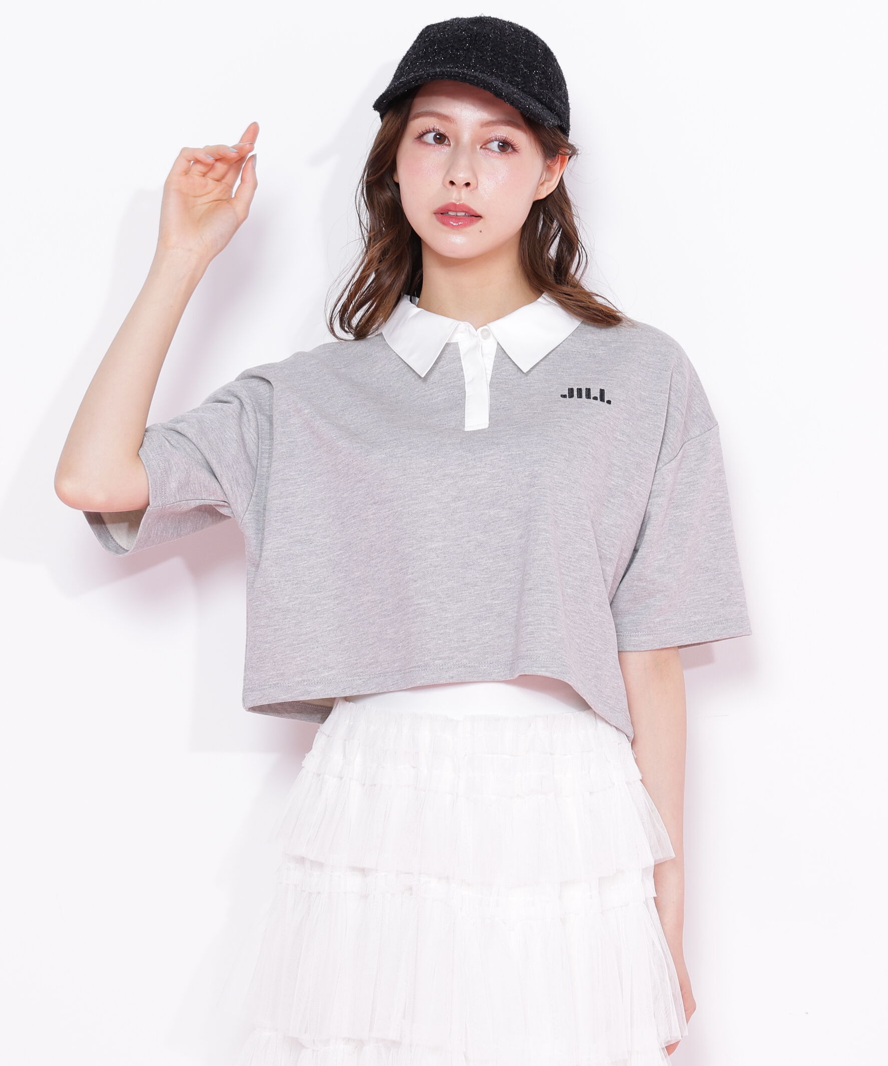  「クロップドラガーシャツ」|Tシャツ・カットソー|グレー