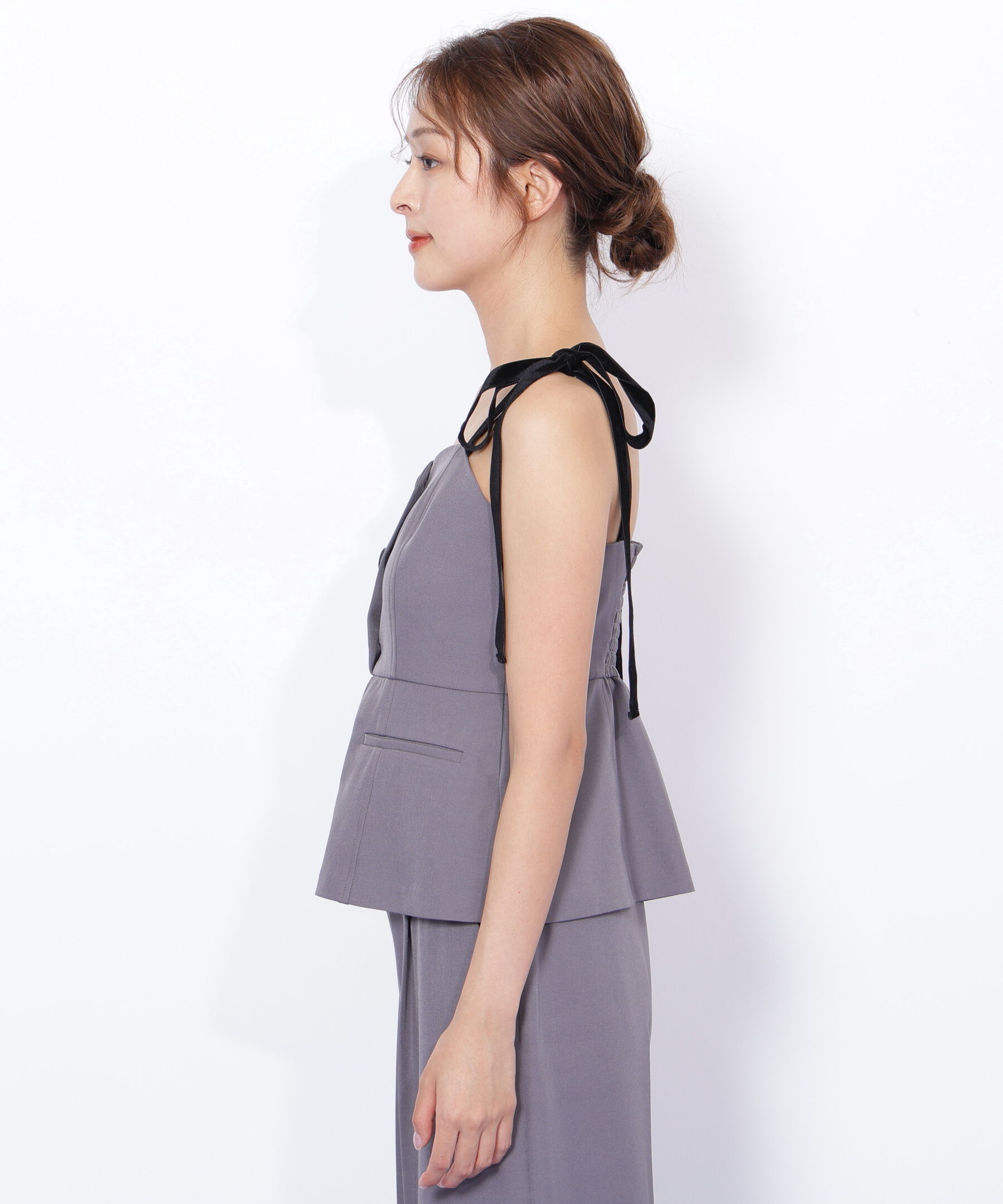  「＜セットアップ対応＞ベーシックツイルベロアリボンビスチェ」|シャツ・ブラウス|