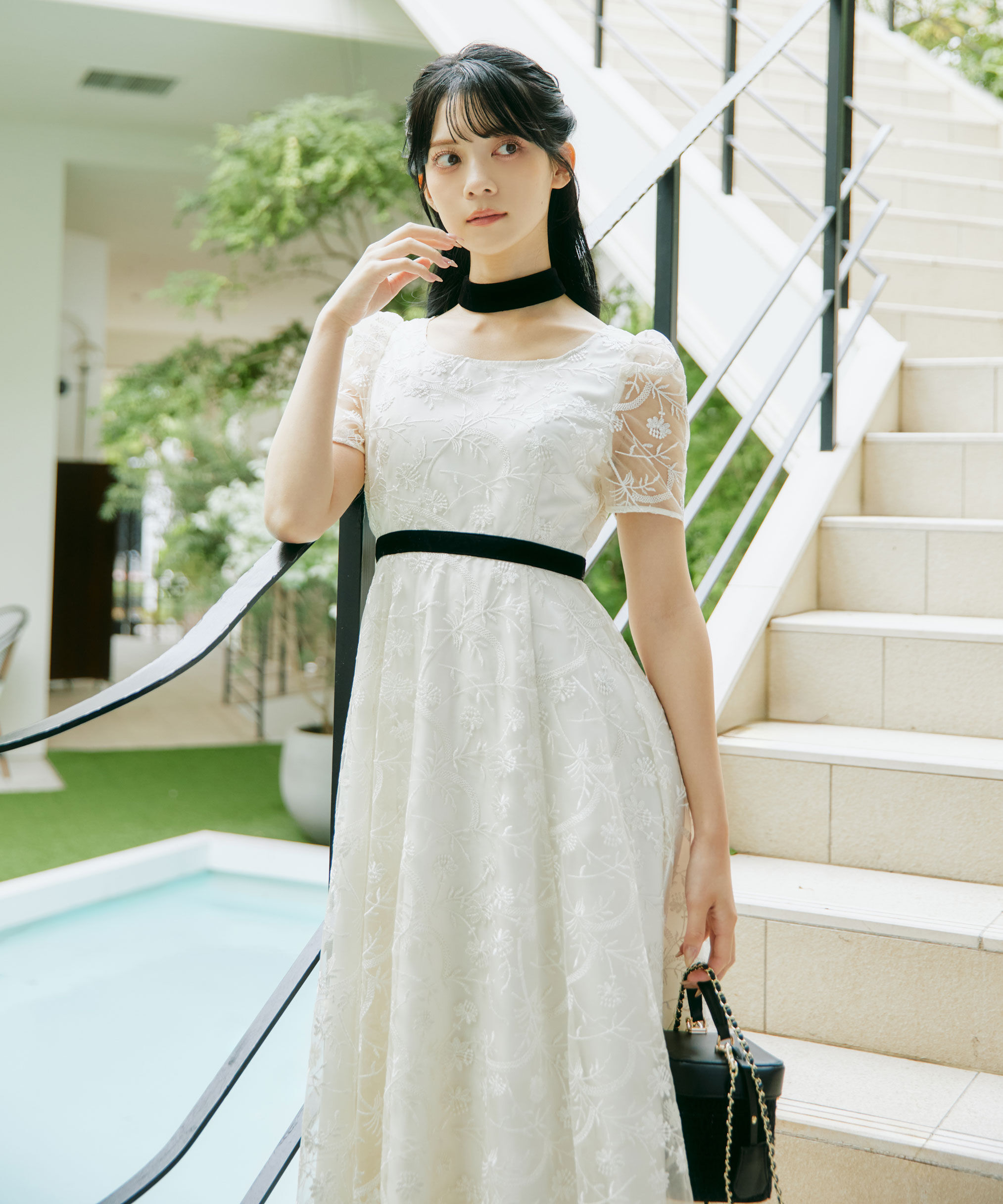  「＜ｍｉｋｕさんコラボ＞エンブロイダリーレースドレス」|ワンピース|