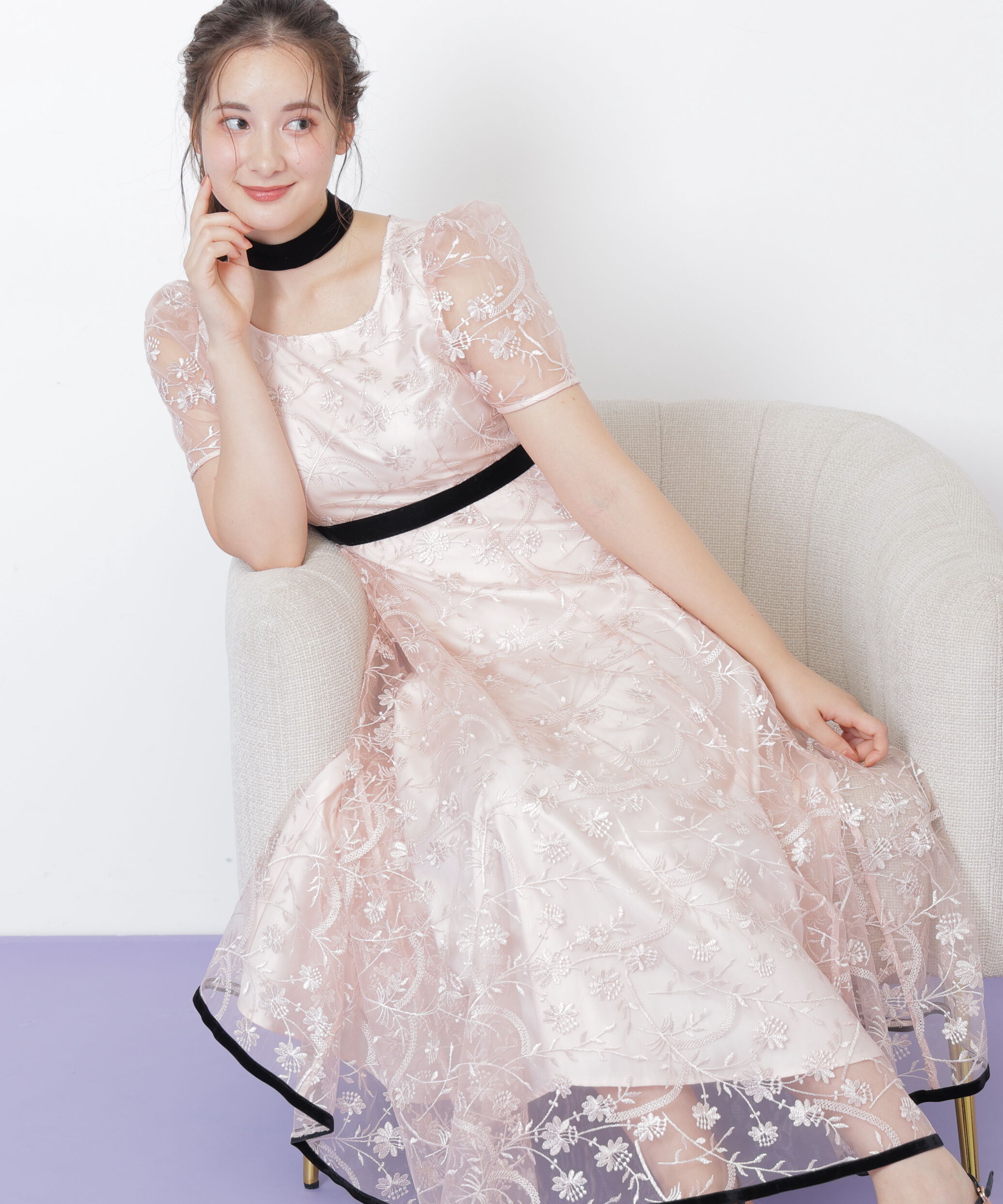  「＜ｍｉｋｕさんコラボ＞エンブロイダリーレースドレス」|ワンピース|