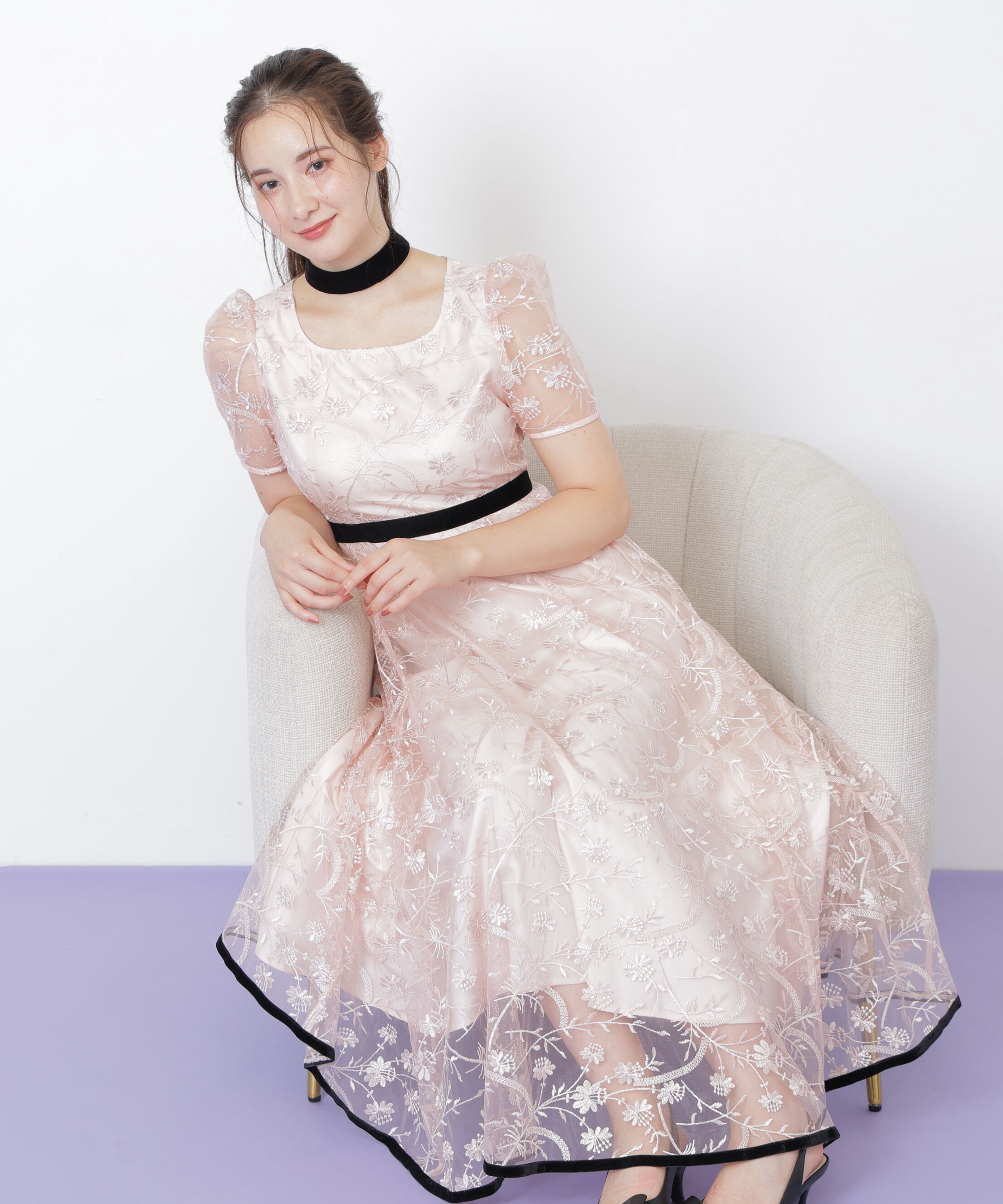  「＜ｍｉｋｕさんコラボ＞エンブロイダリーレースドレス」|ワンピース|