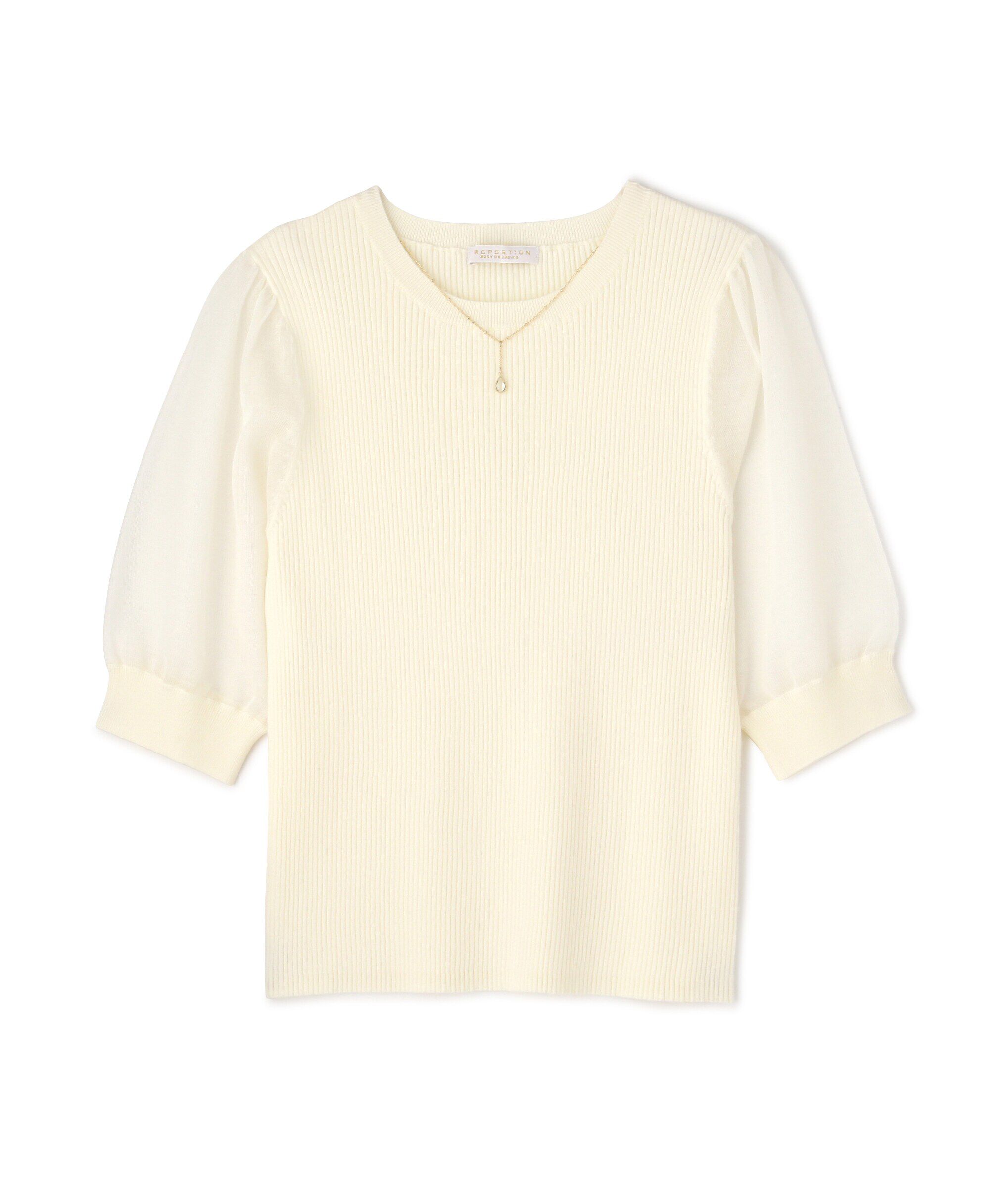 PROPORTION BODY DRESSING「チャーム付きシアー半袖ニット」|ニット・セーター|