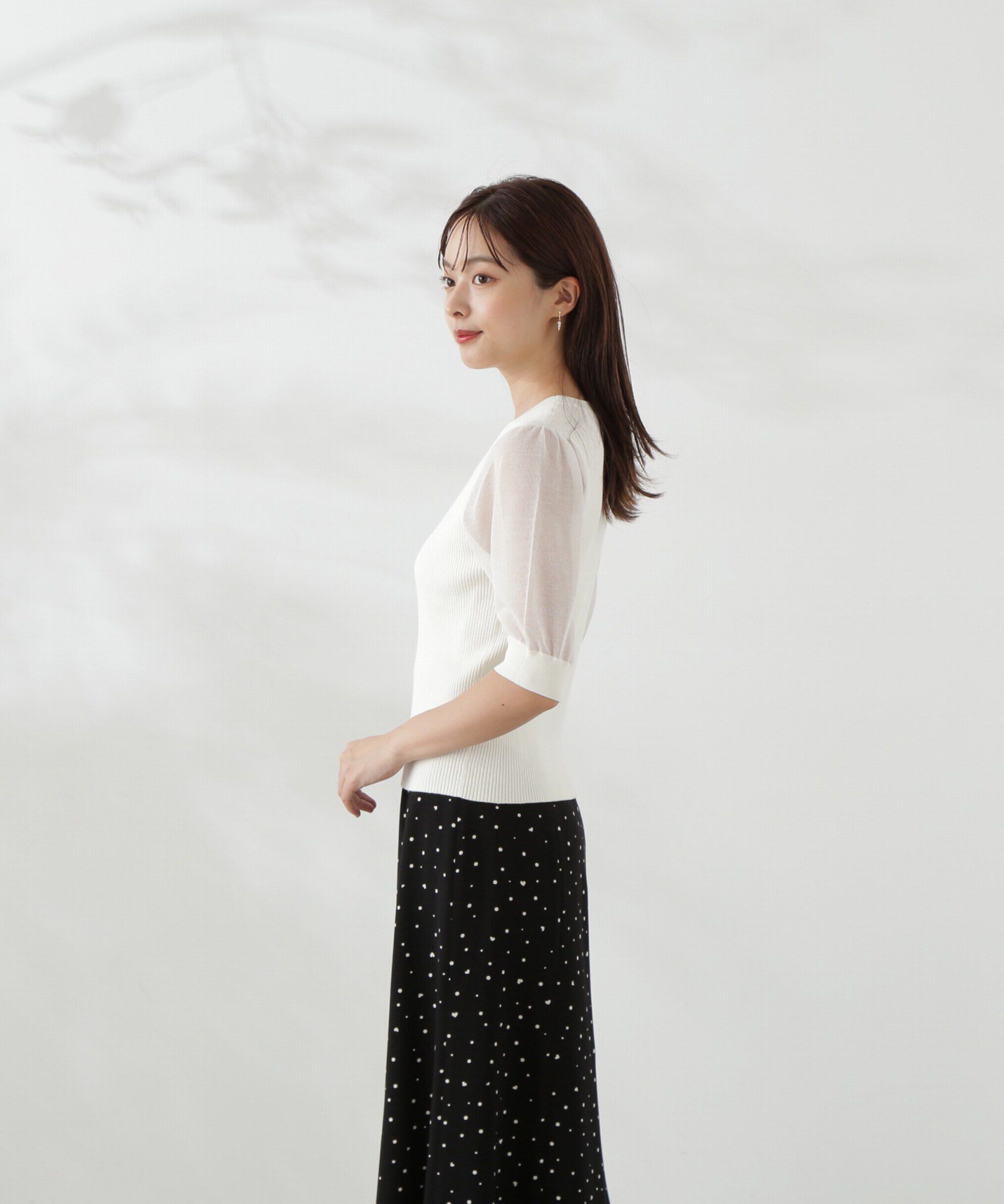 PROPORTION BODY DRESSING「チャーム付きシアー半袖ニット」|ニット・セーター|