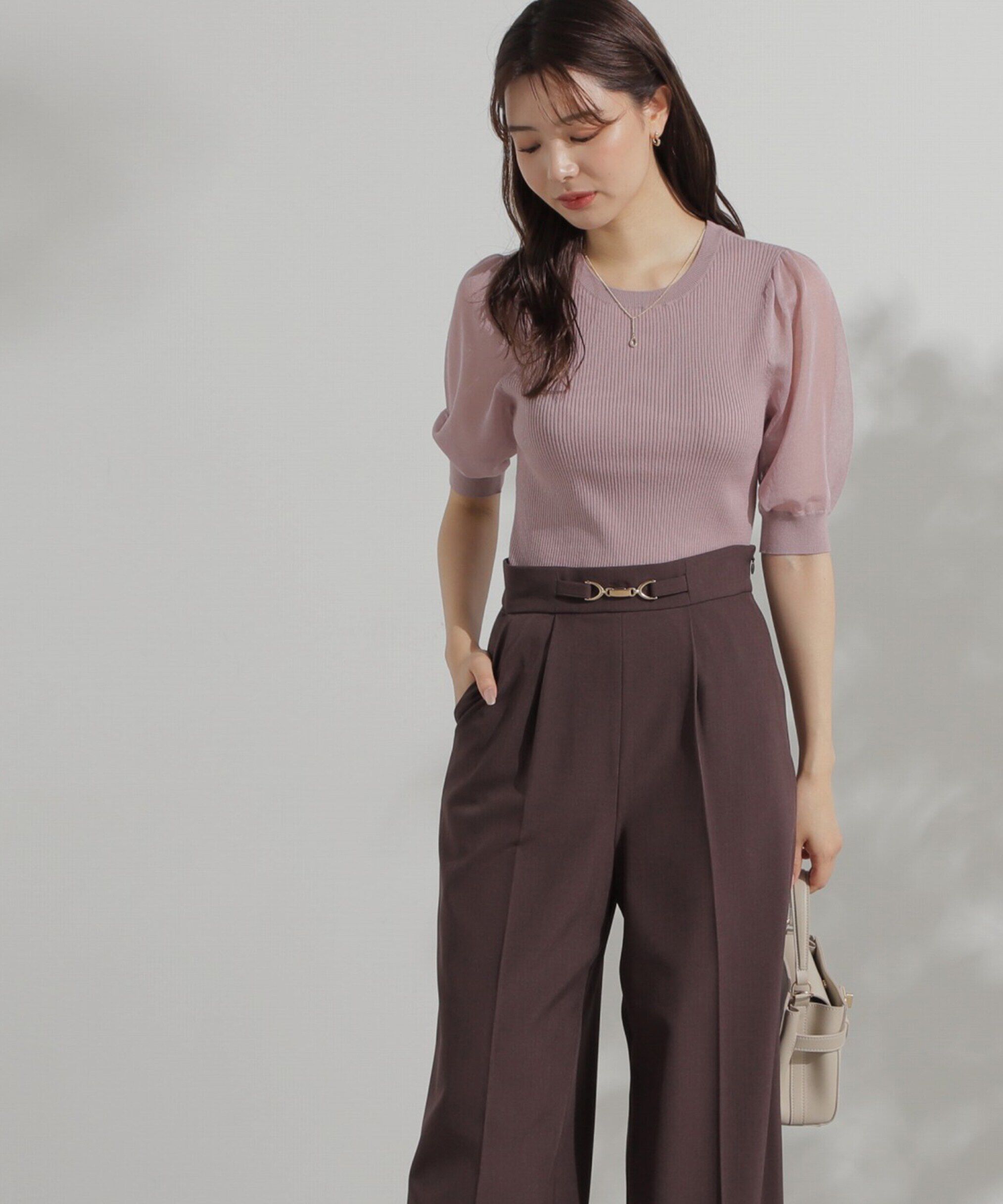 PROPORTION BODY DRESSING「チャーム付きシアー半袖ニット」|ニット・セーター|