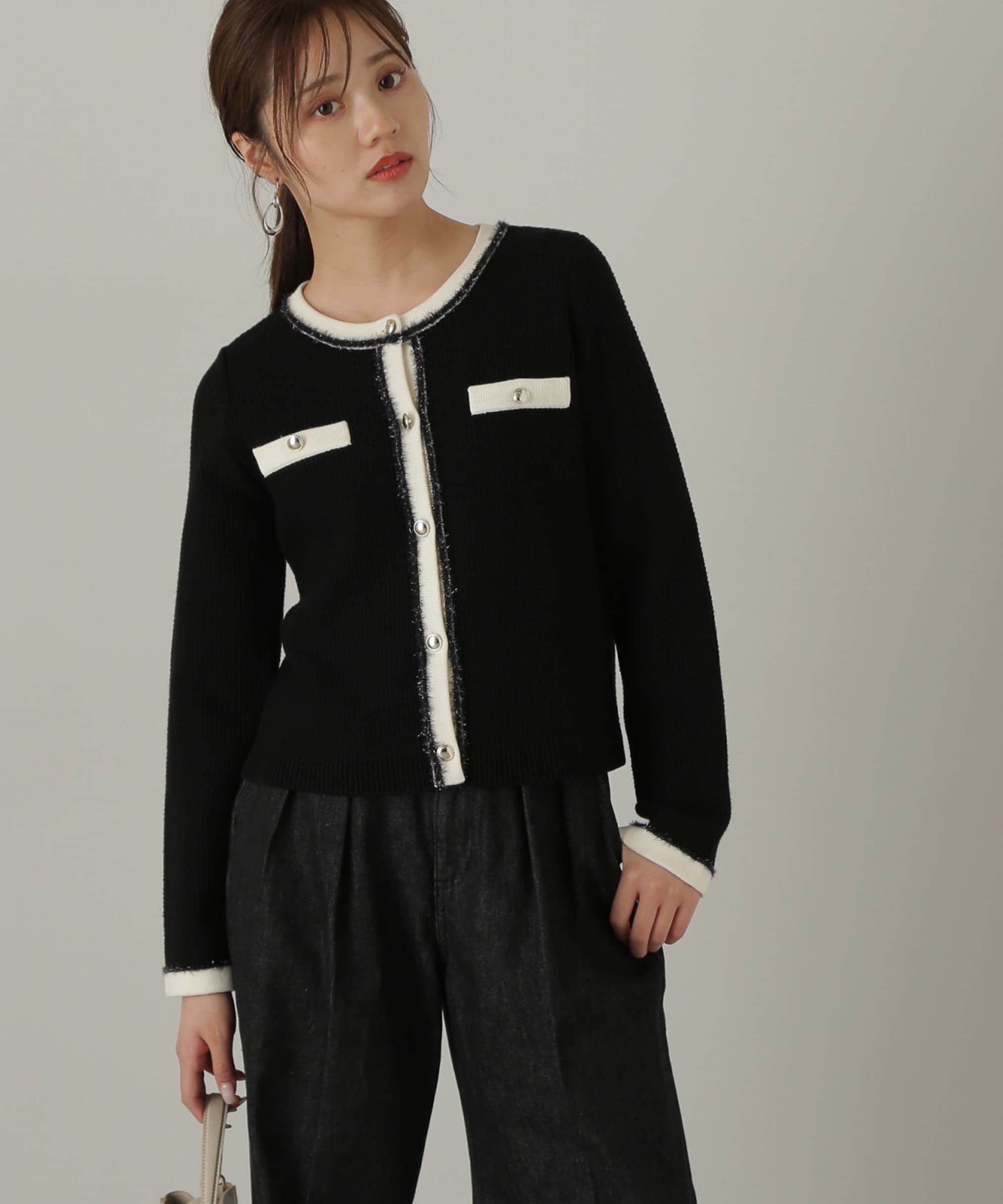 PROPORTION BODY DRESSING「ツイードニットジャケット24AW」|その他|ブラック