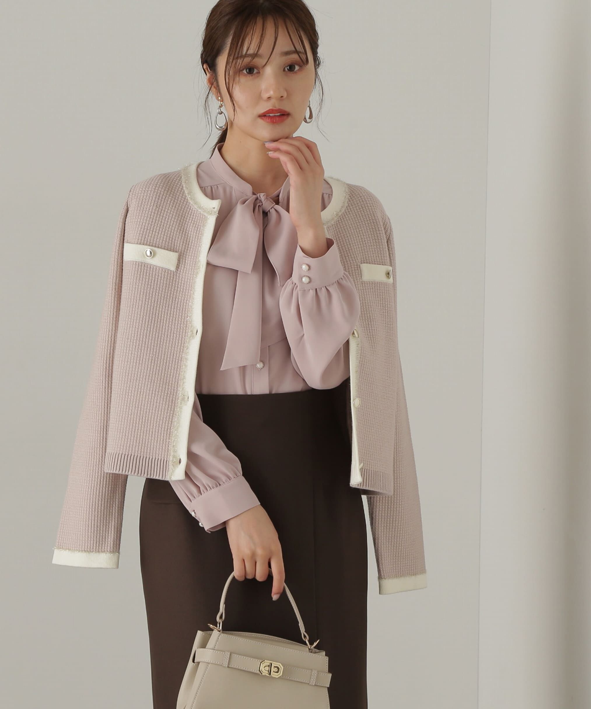 PROPORTION BODY DRESSING「ツイードニットジャケット24AW」|その他|ピンク