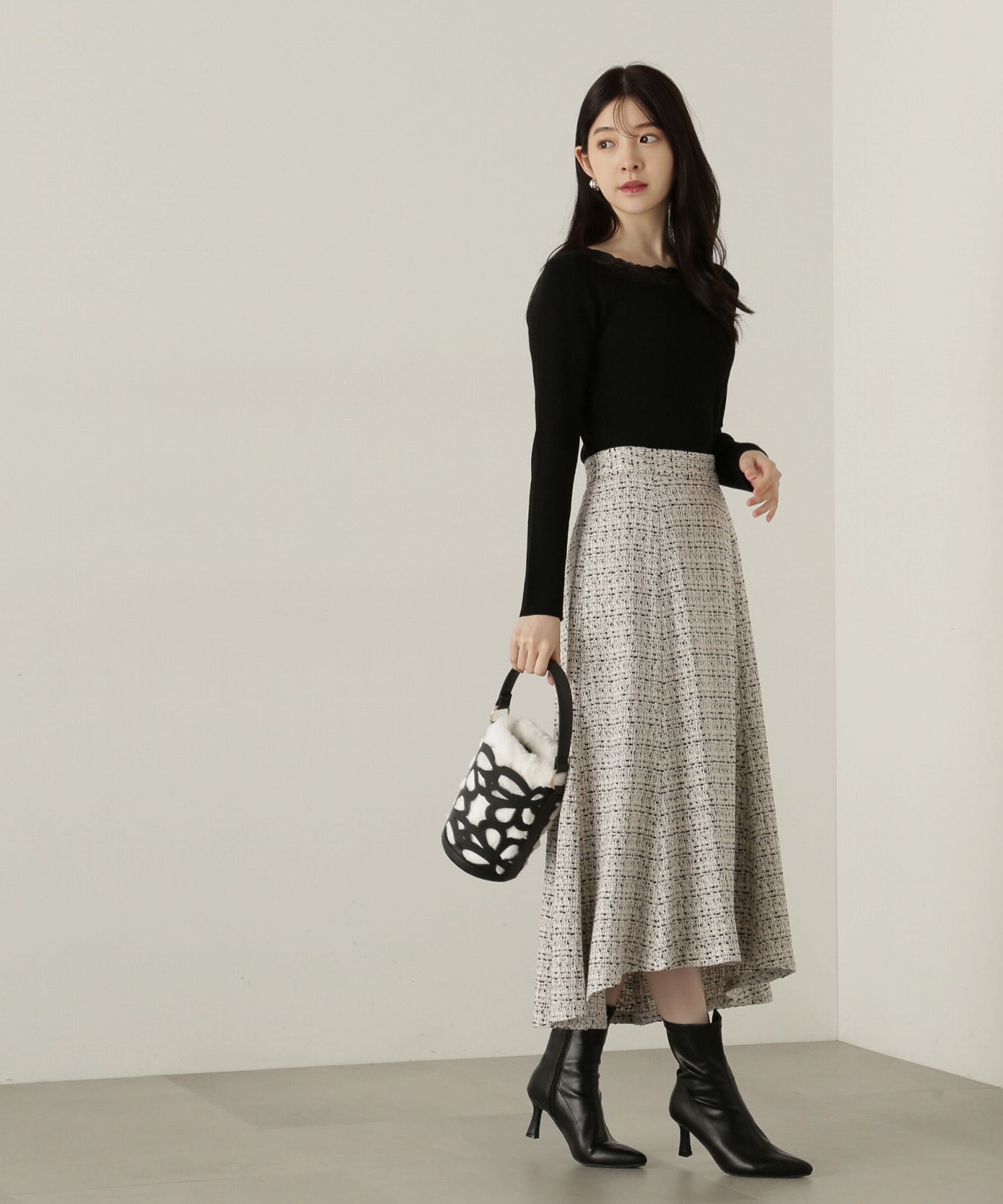 PROPORTION BODY DRESSING「ミックスツイードフレアスカート　24AW」|スカート|