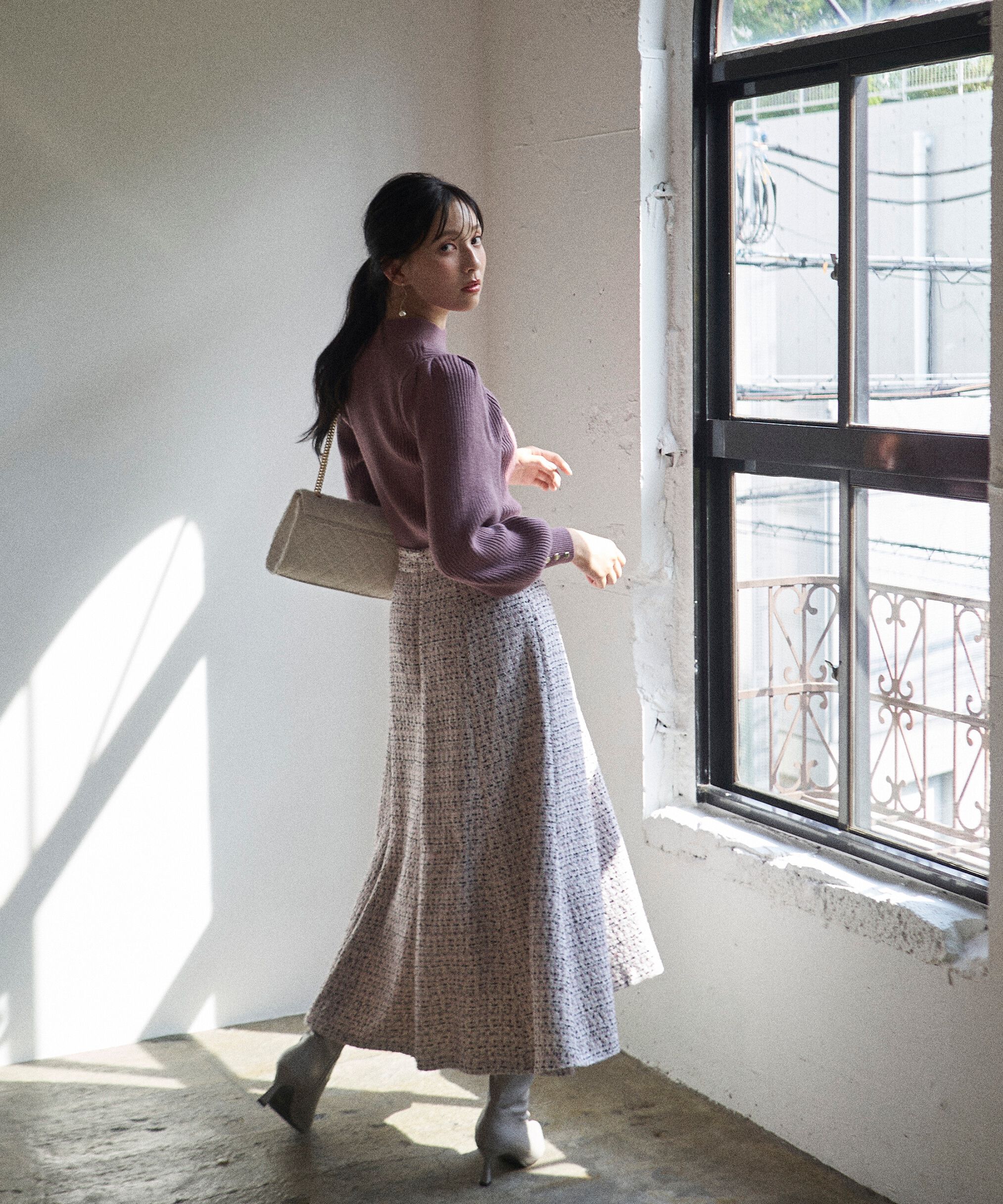 PROPORTION BODY DRESSING「ミックスツイードフレアスカート　24AW」|スカート|ピンクミック