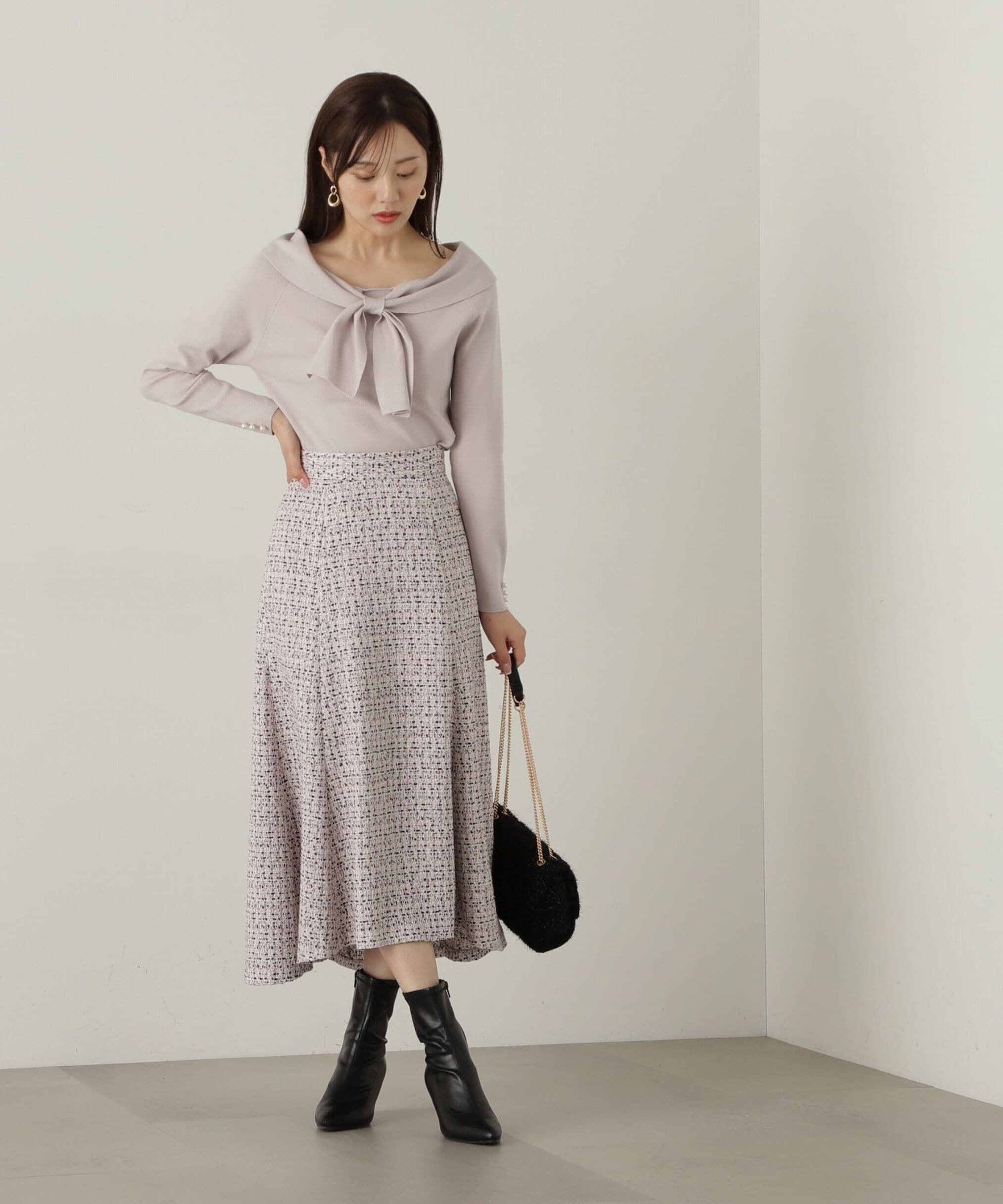 PROPORTION BODY DRESSING「ミックスツイードフレアスカート　24AW」|スカート|