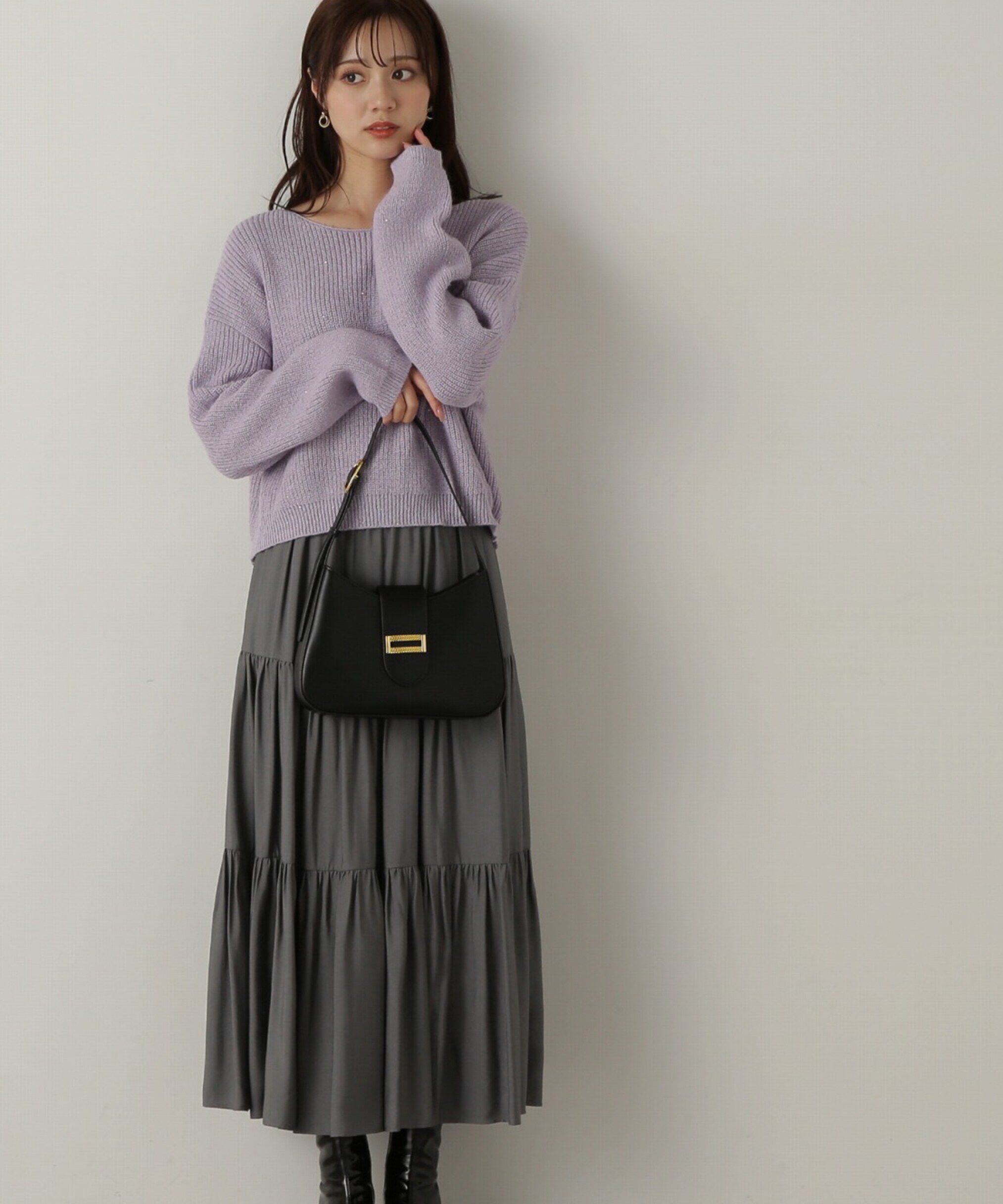 PROPORTION BODY DRESSING「パウダーサテンティアードスカート　24AW」|スカート|