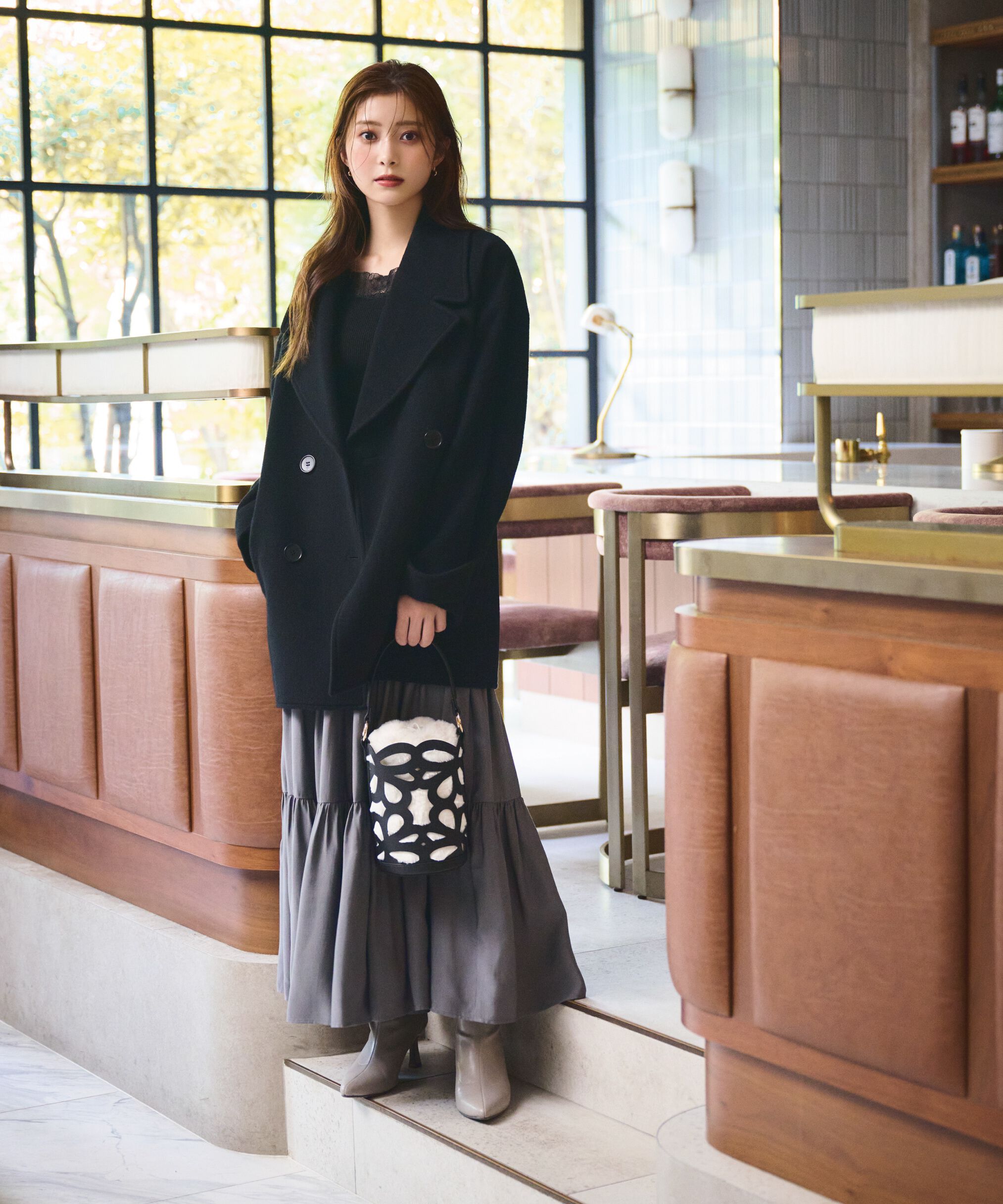 PROPORTION BODY DRESSING「パウダーサテンティアードスカート　24AW」|スカート|