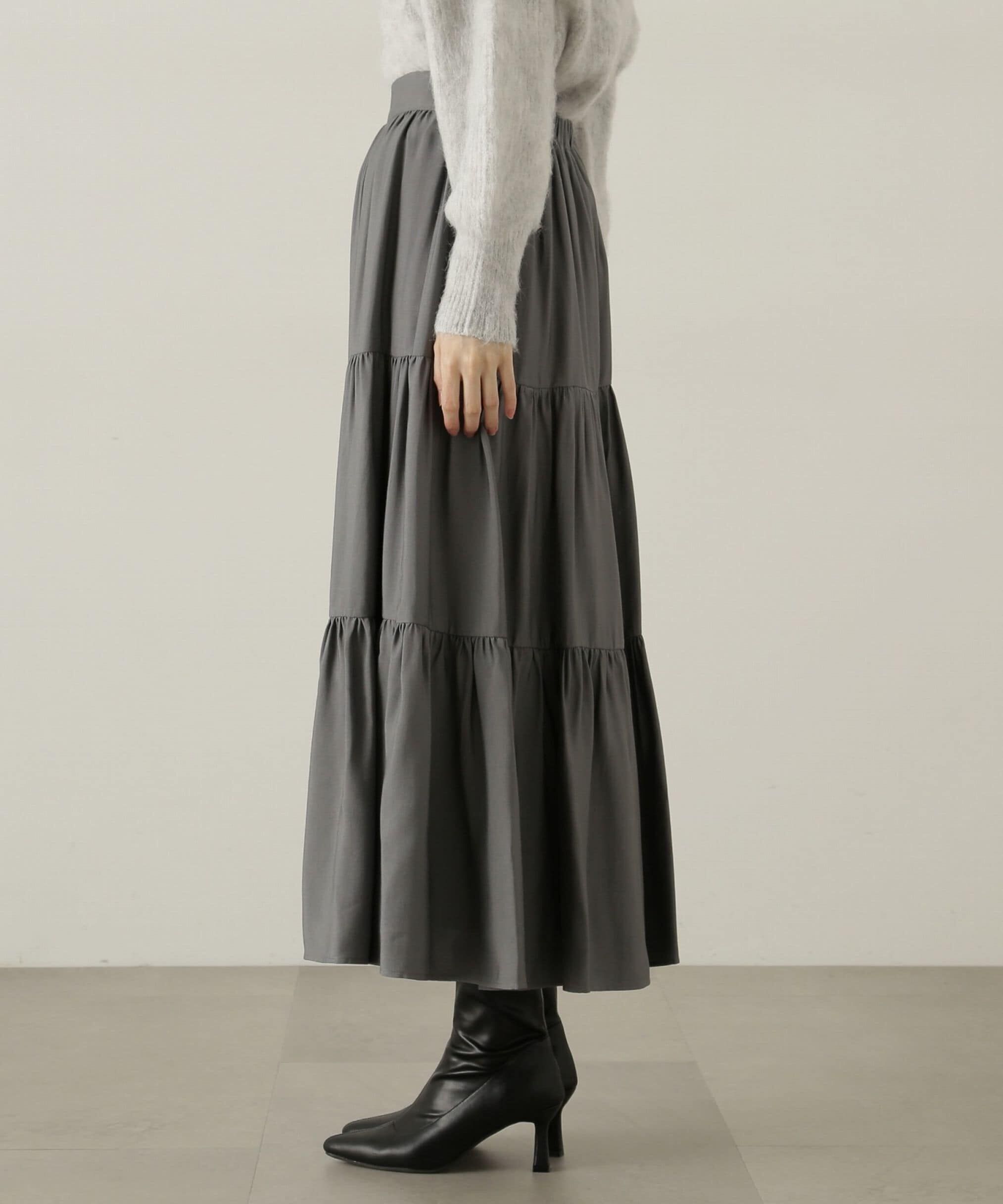 PROPORTION BODY DRESSING「パウダーサテンティアードスカート　24AW」|スカート|