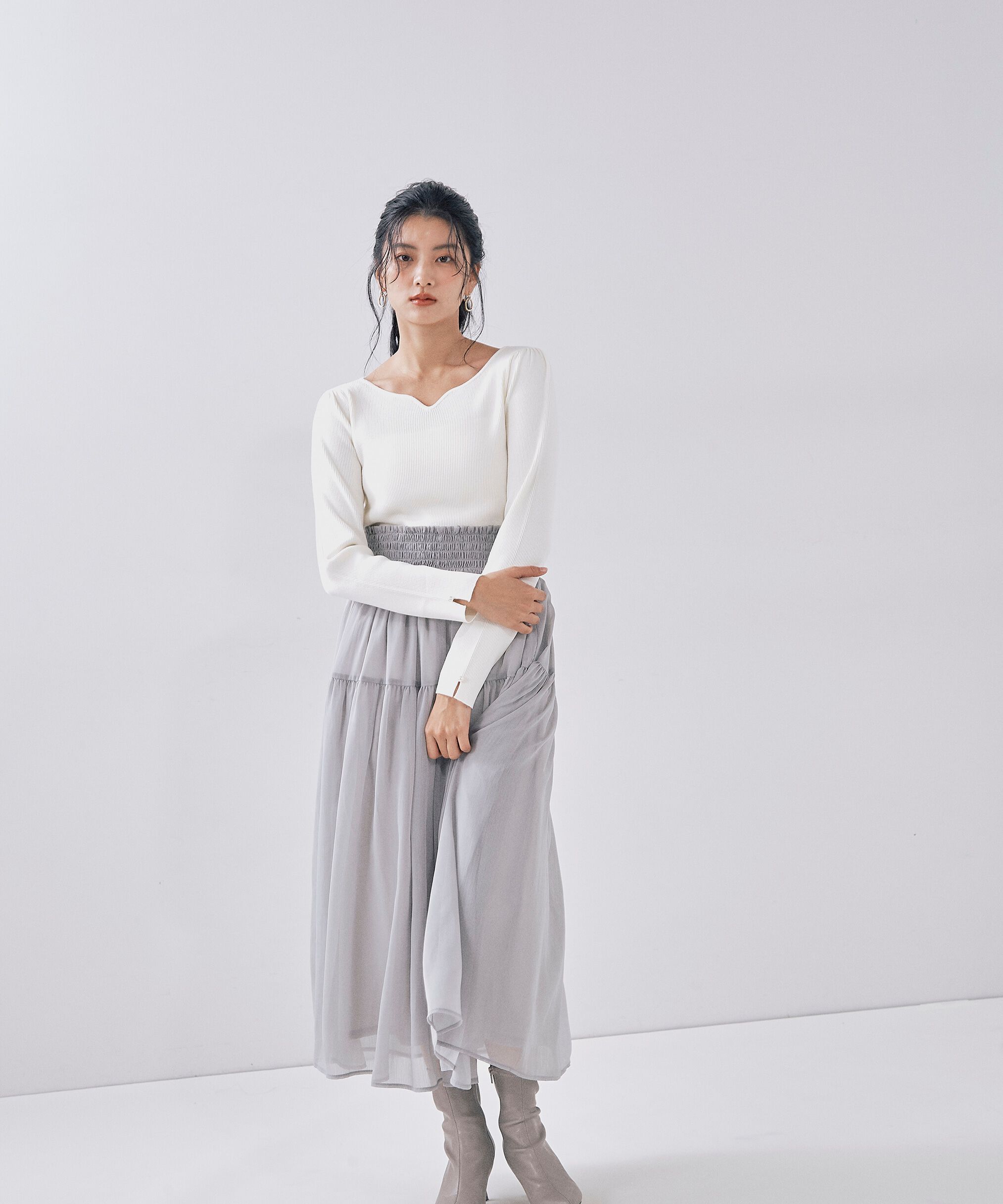 PROPORTION BODY DRESSING「ウエストシャーリングニットドッキングワンピース」|ワンピース|