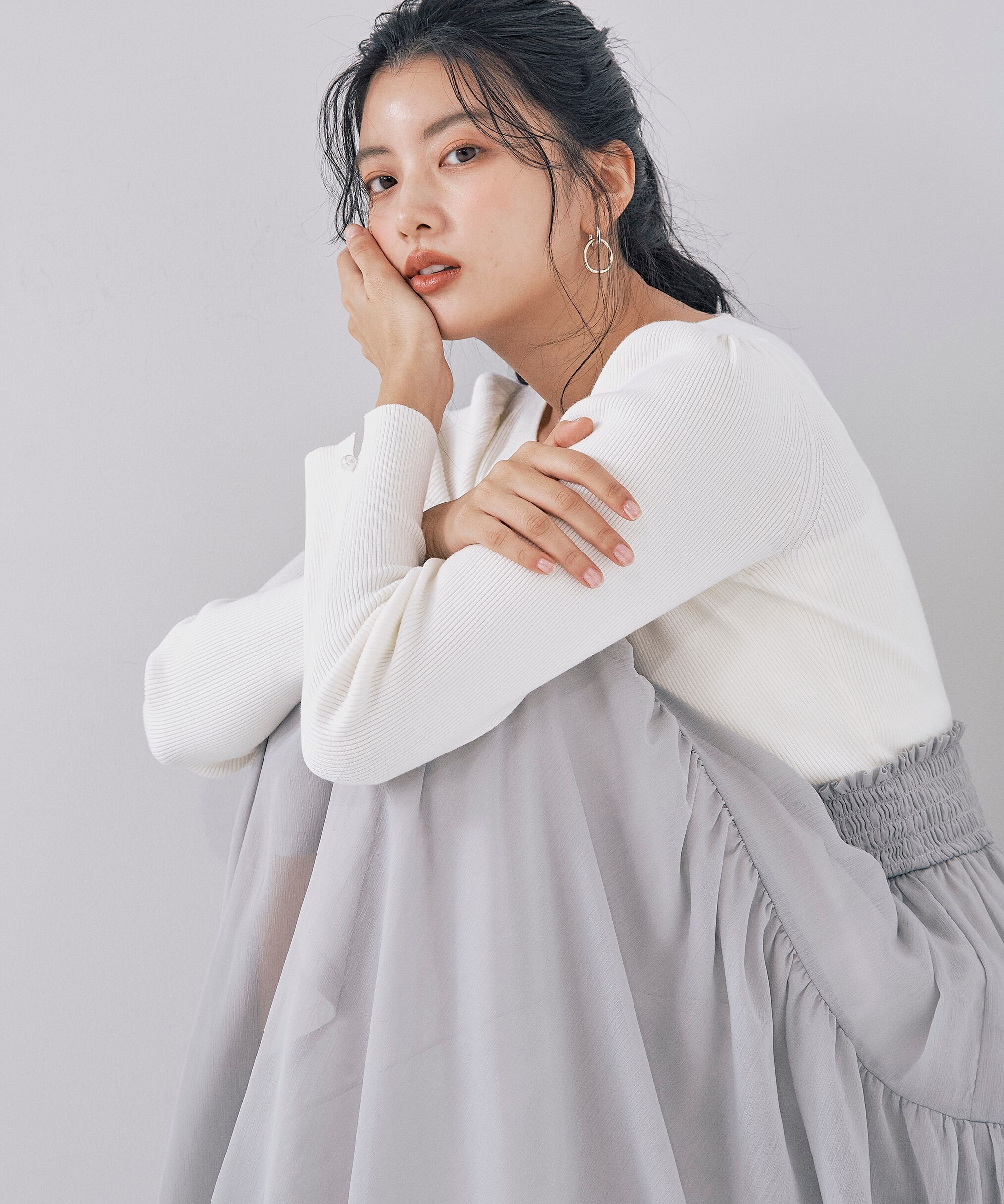 PROPORTION BODY DRESSING「ウエストシャーリングニットドッキングワンピース」|ワンピース|