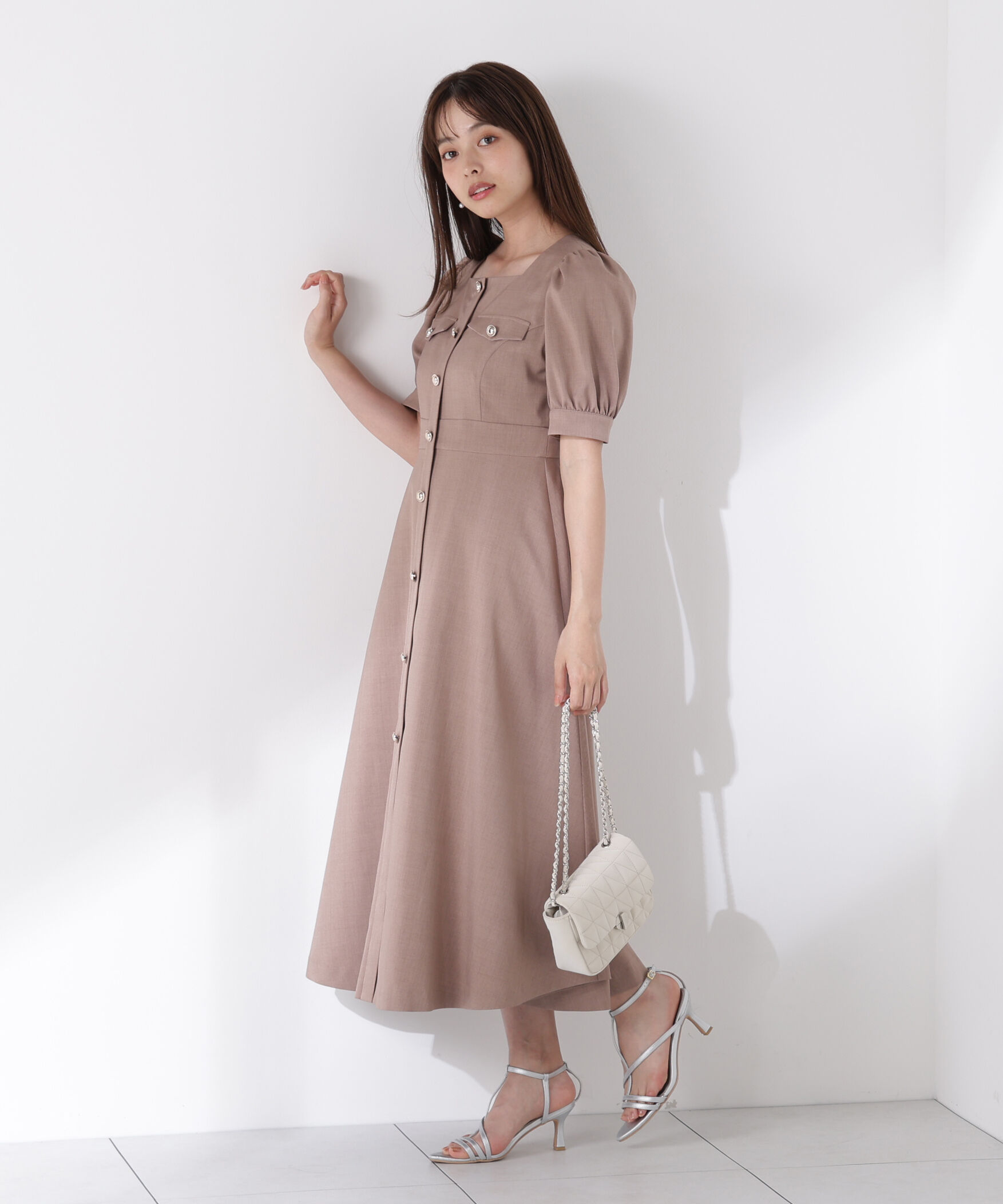 PROPORTION BODY DRESSING「フロント釦スクエアネックワンピース」|ワンピース|