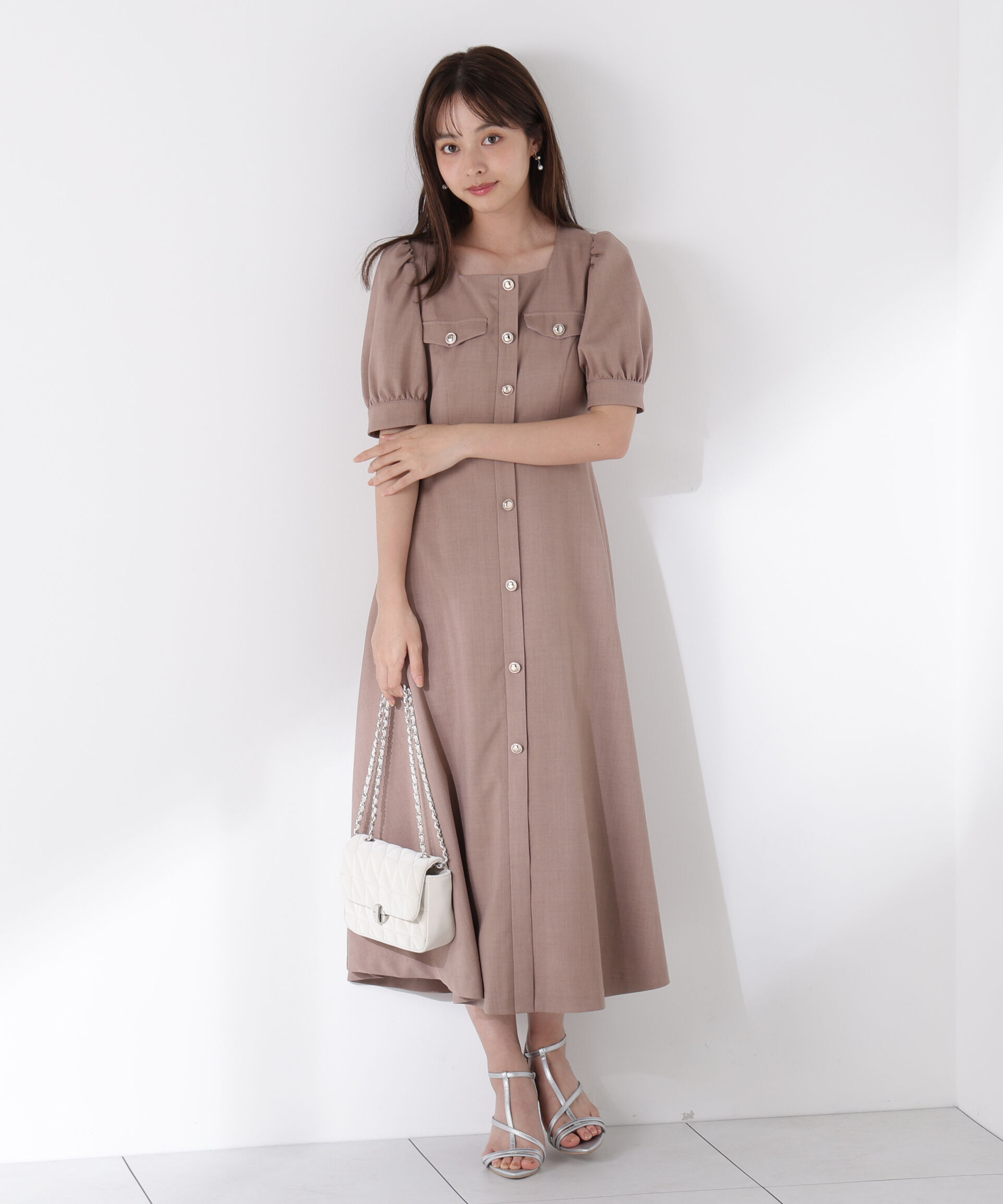 PROPORTION BODY DRESSING「フロント釦スクエアネックワンピース」|ワンピース|