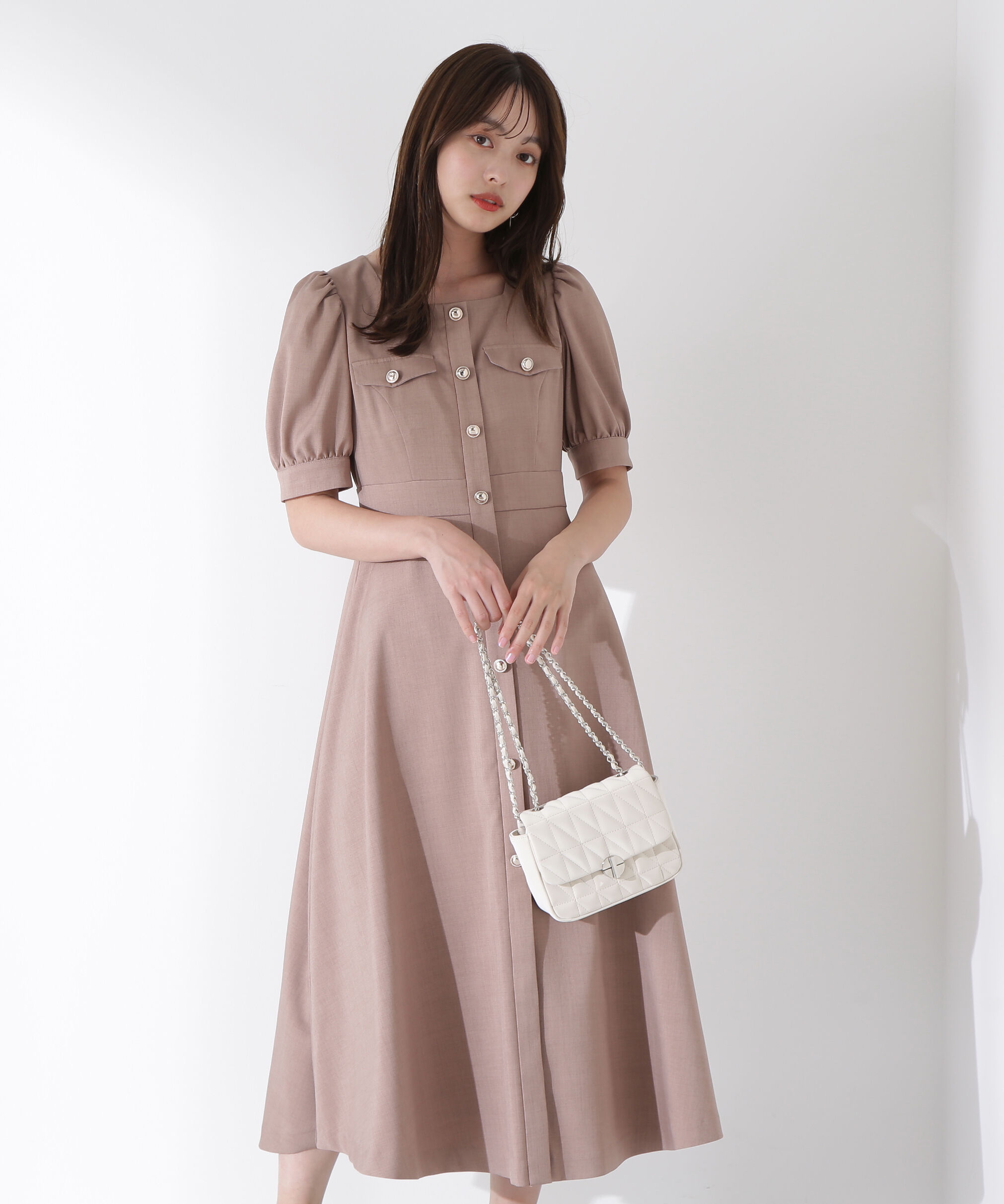 PROPORTION BODY DRESSING「フロント釦スクエアネックワンピース」|ワンピース|