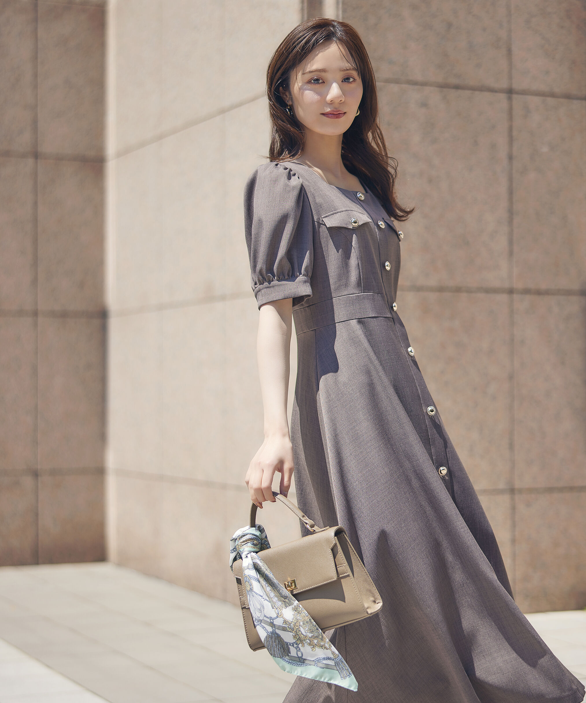 PROPORTION BODY DRESSING「フロント釦スクエアネックワンピース」|ワンピース|