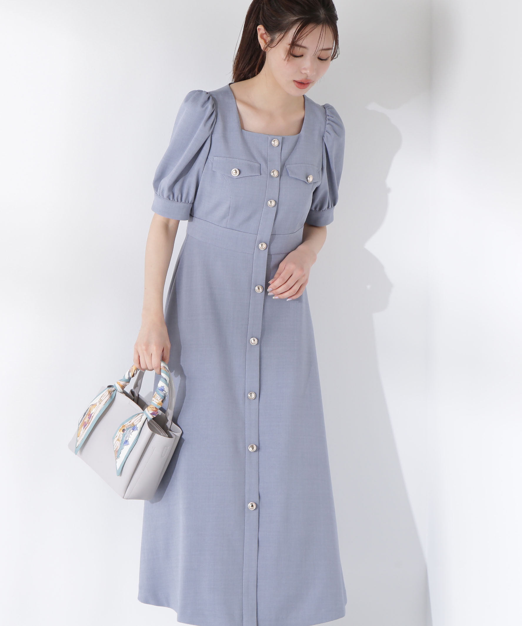 PROPORTION BODY DRESSING「フロント釦スクエアネックワンピース」|ワンピース|