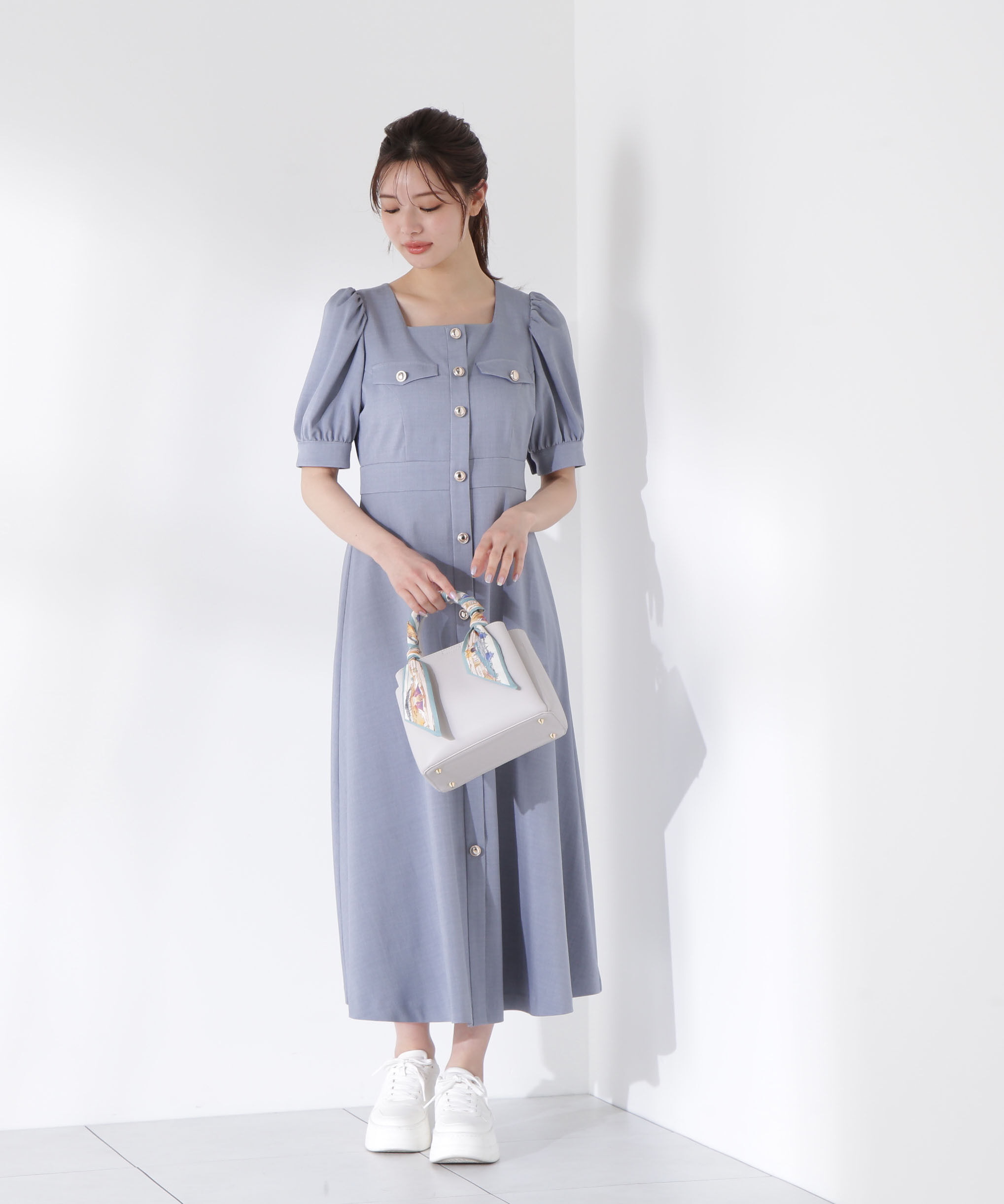 PROPORTION BODY DRESSING「フロント釦スクエアネックワンピース」|ワンピース|