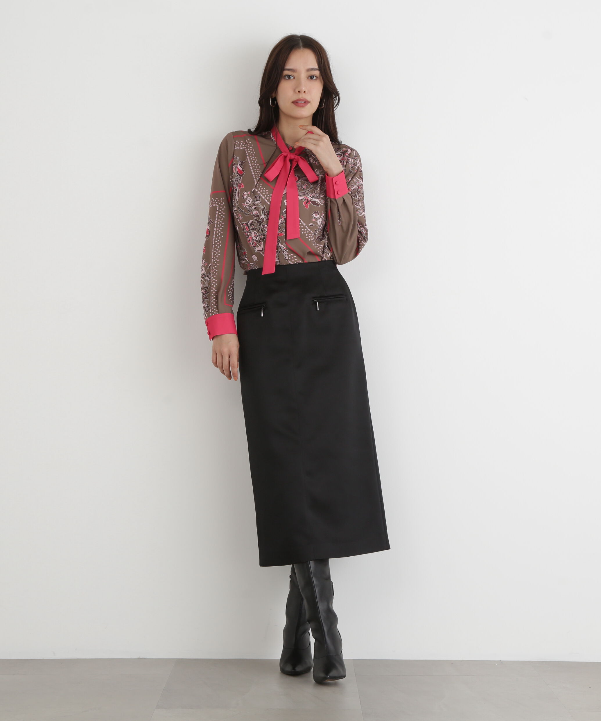  「◆ジップアクセントミディスカート」|スカート|