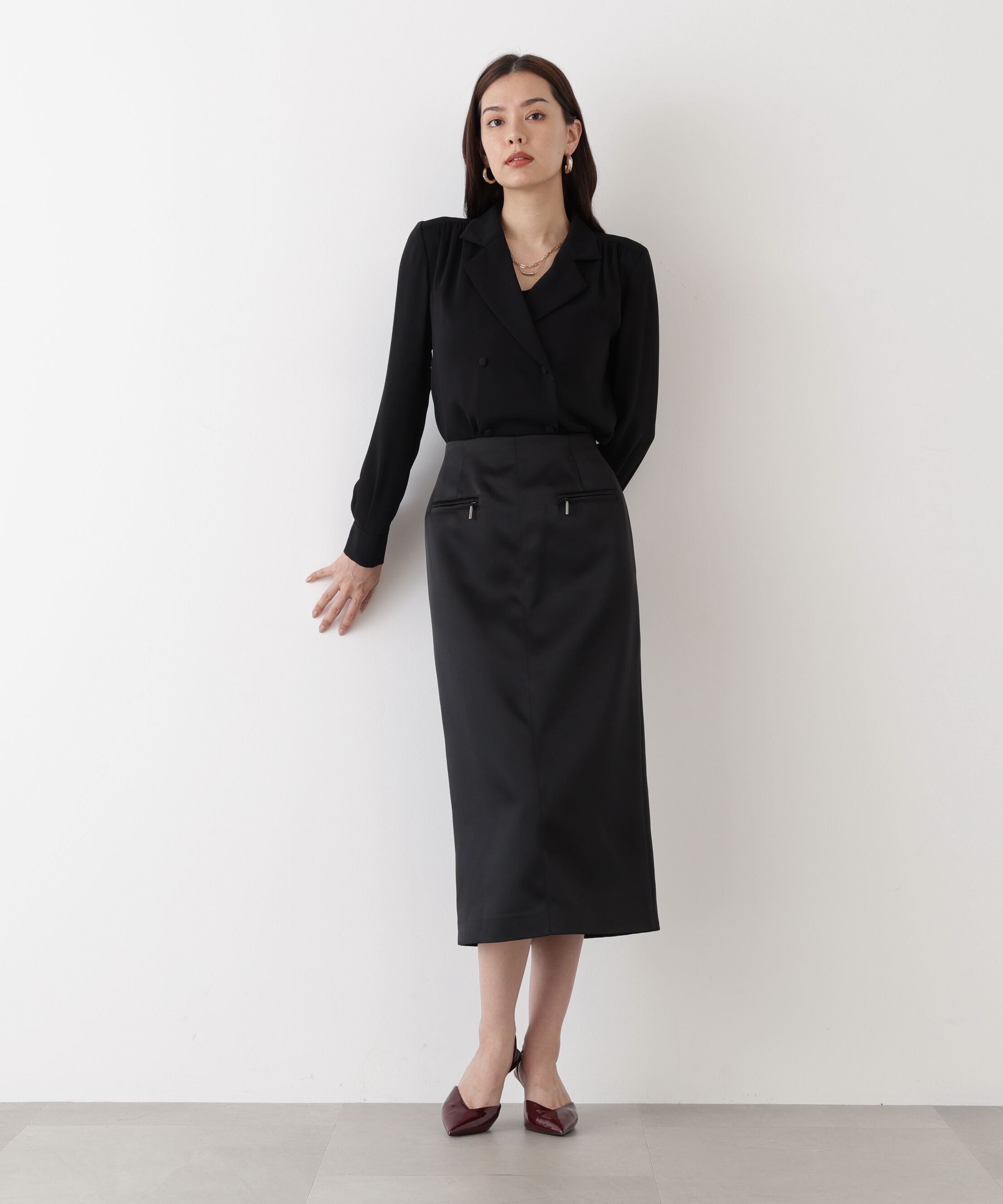  「◆ジップアクセントミディスカート」|スカート|