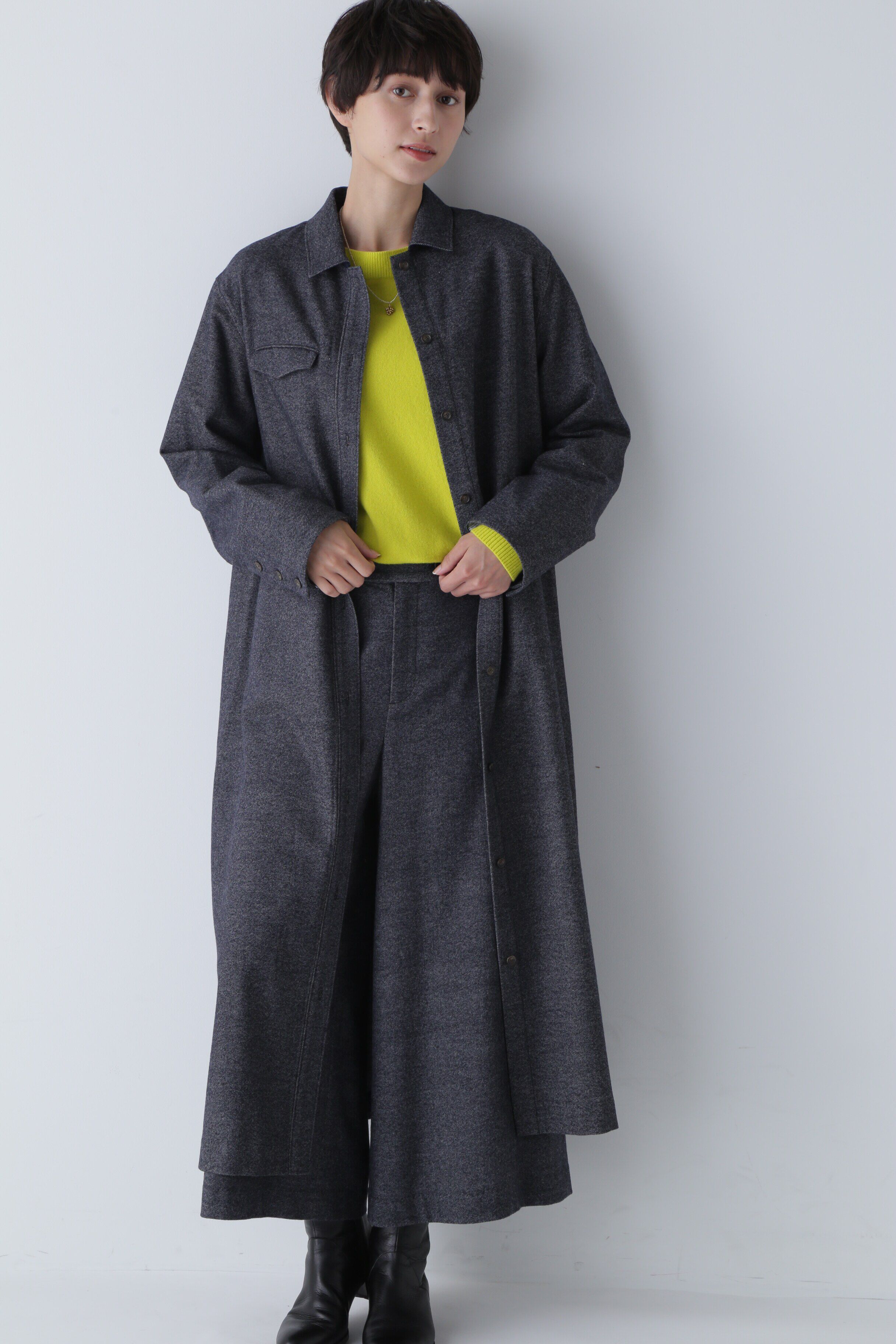  「◆セミ梳毛ツイルワンピース」|ワンピース|ネイビー