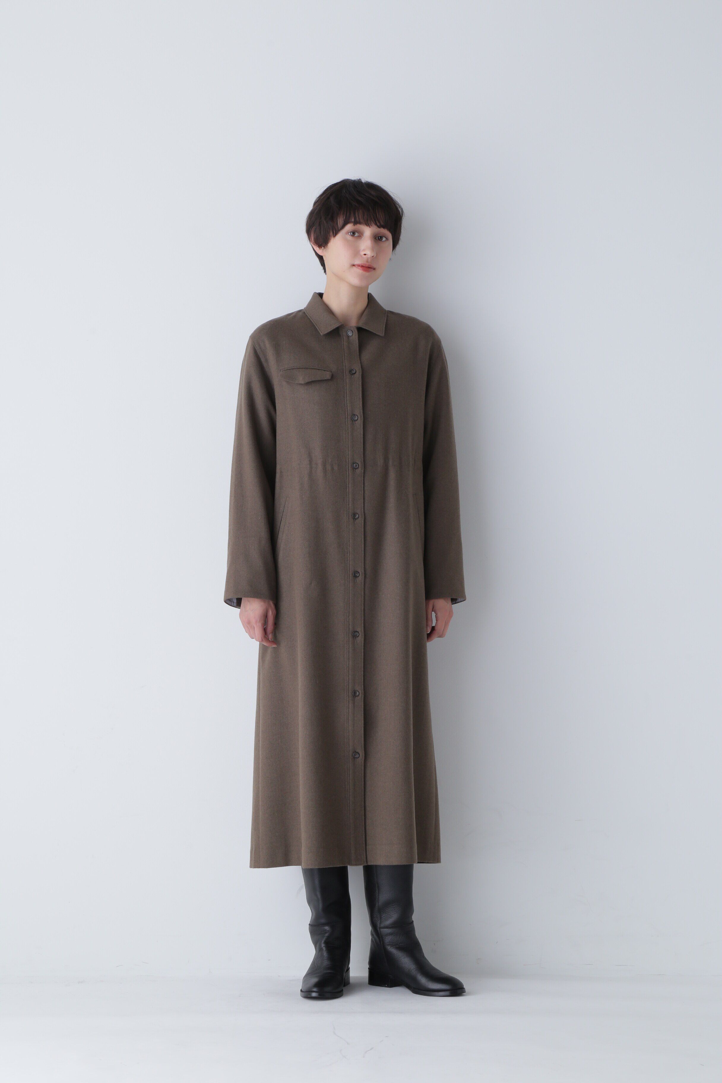  「◆セミ梳毛ツイルワンピース」|ワンピース|