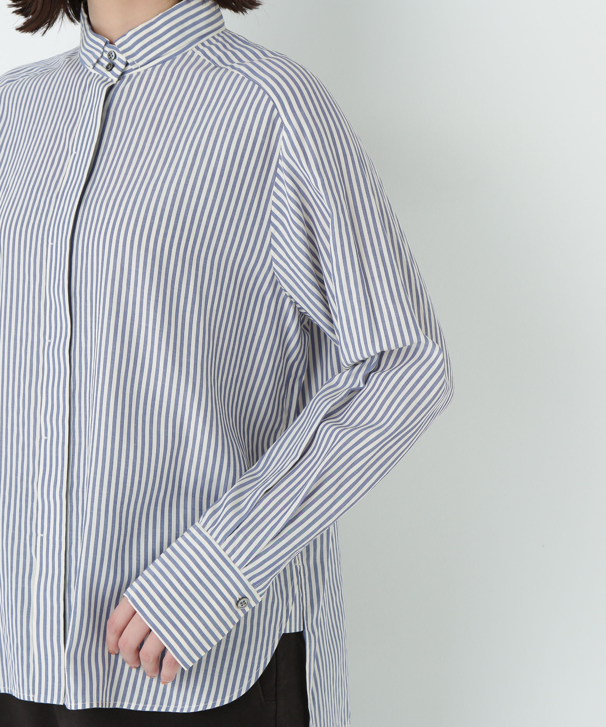  「ストライプローンハイネックシャツ」|シャツ・ブラウス|