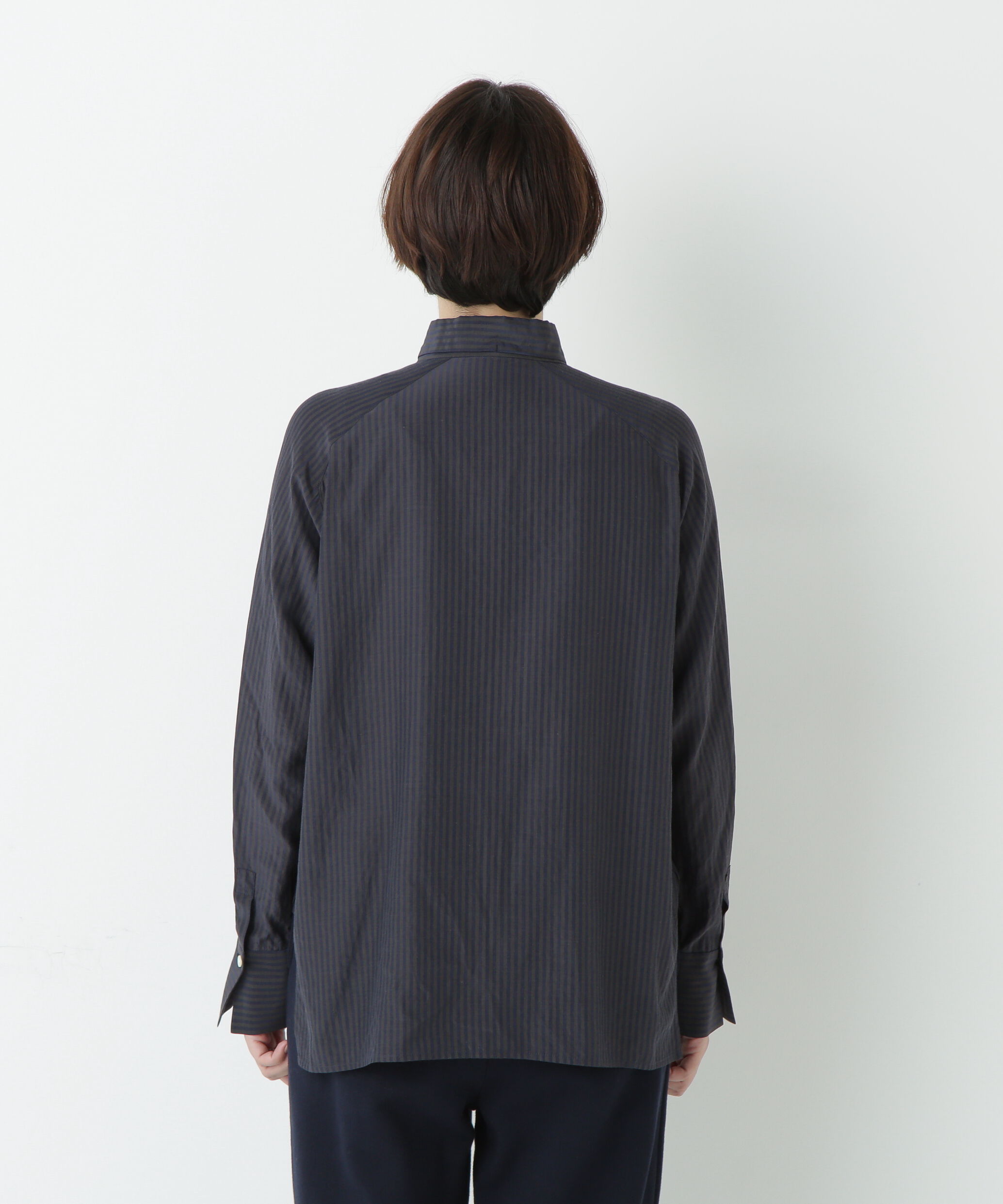  「ストライプローンハイネックシャツ」|シャツ・ブラウス|