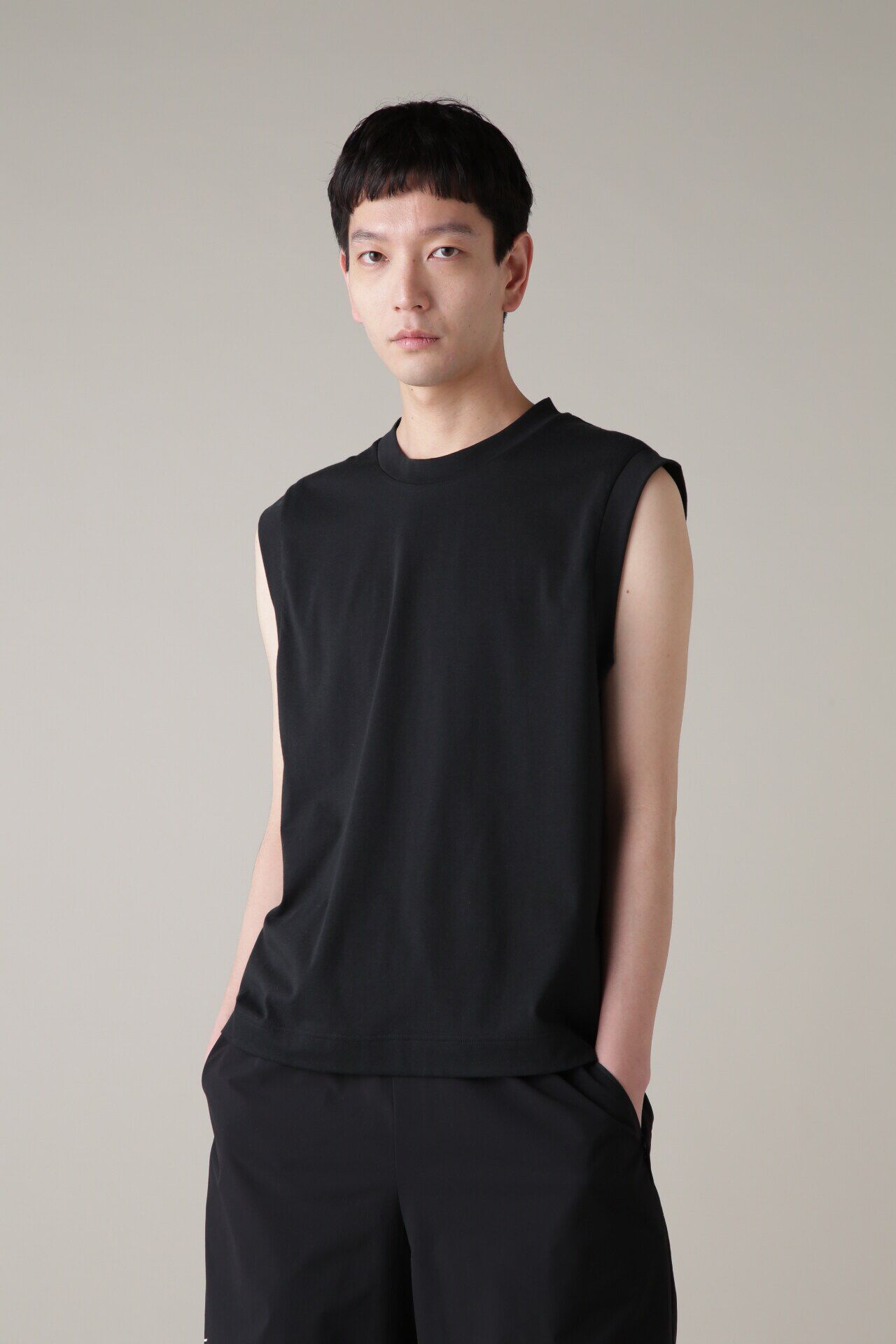 MARGARET HOWELL「COTTON POLYESTER JERSEY」|Tシャツ・カットソー|BLACK