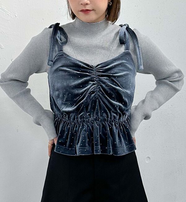 archives「ビジューベロアビスチェ&times;リブニットＳＥＴ」|カーディガン|