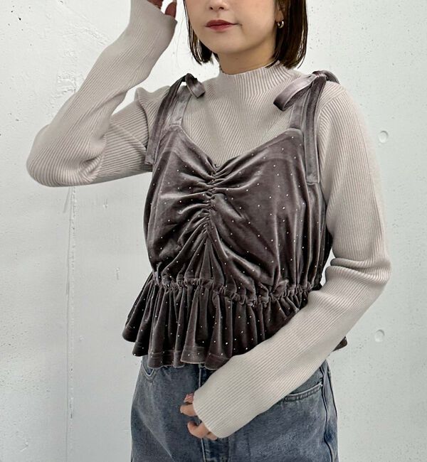 archives「ビジューベロアビスチェ&times;リブニットＳＥＴ」|カーディガン|