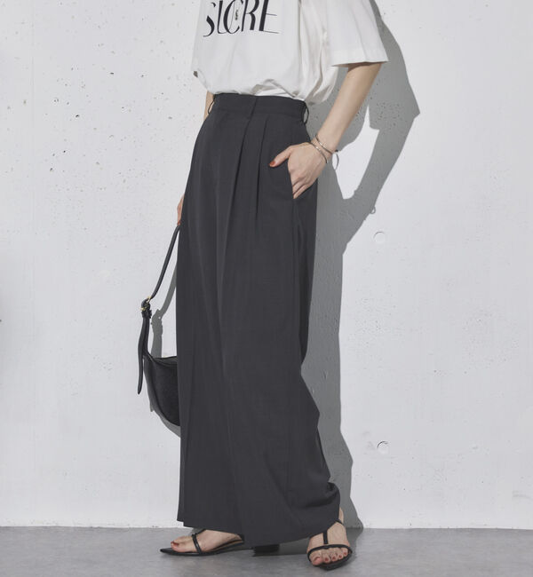 Doux archives「リネンライク２タックワイドパンツ」|チノ|